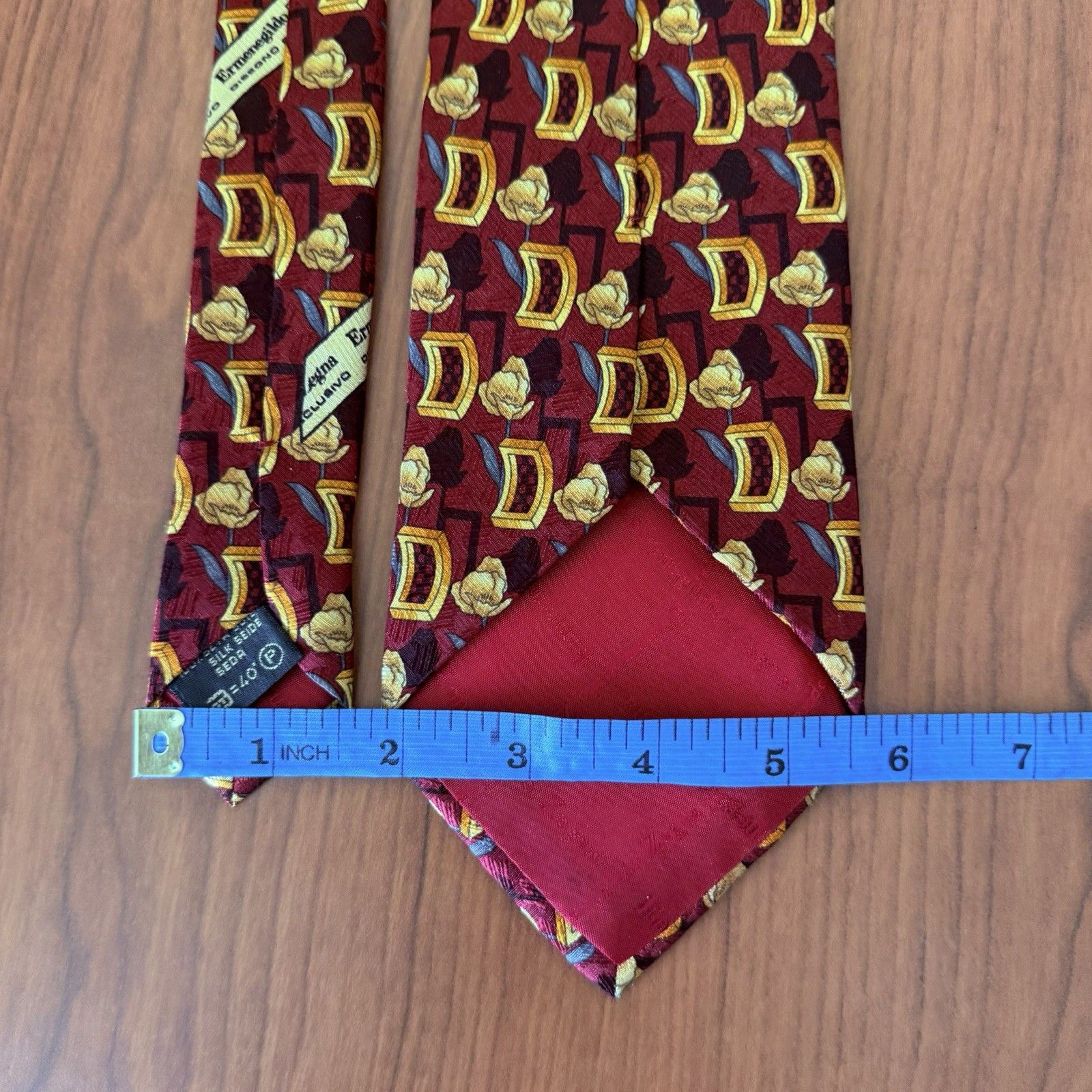Ermenegildo Zegna Ermenegildo Zegna Silk Tie Burgundy Geometric Abstract 58" Size ONE SIZE - 13 Thumbnail