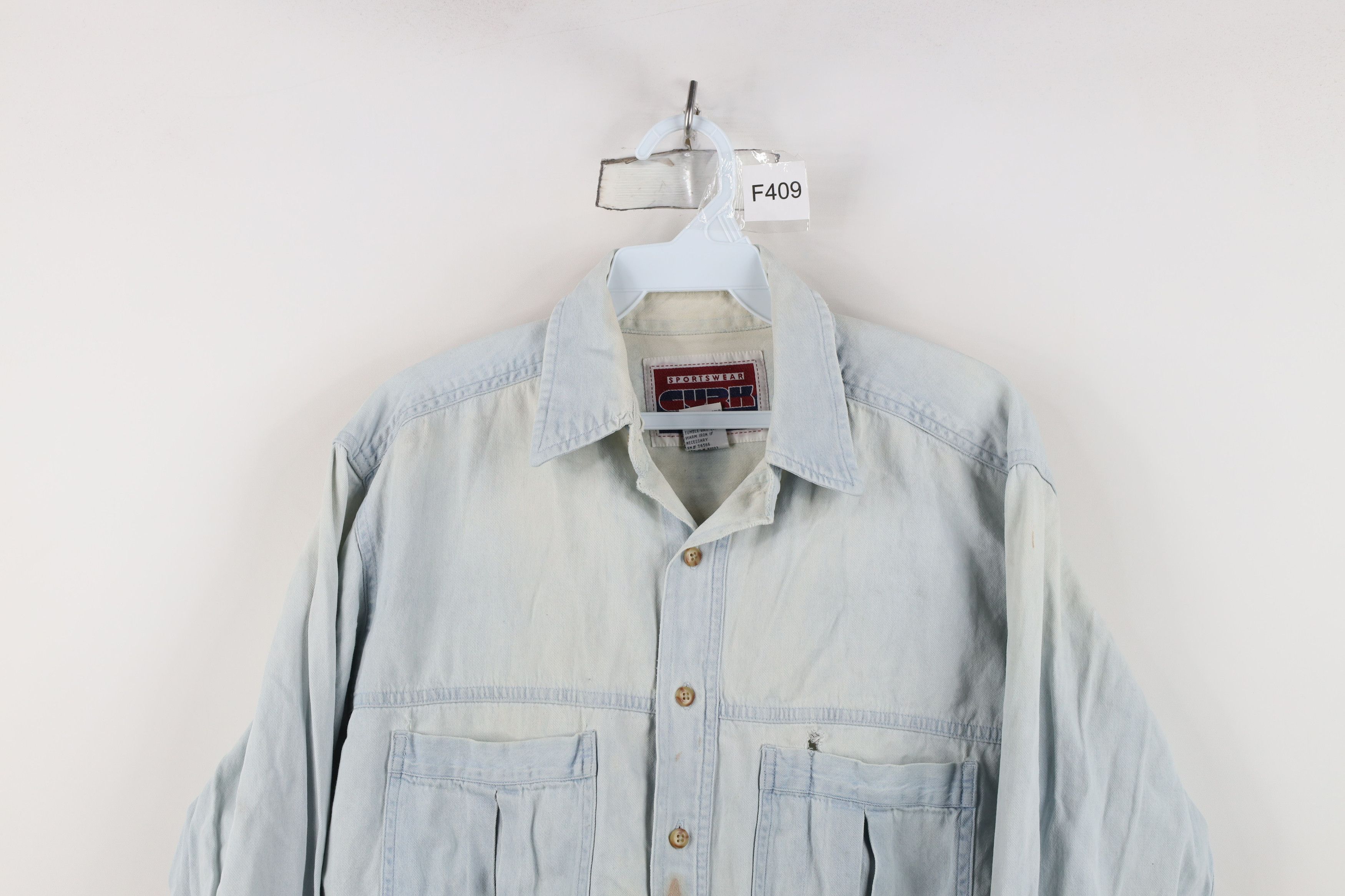 Vintage Vintage 90s Streetwear Double Pocket Denim Jean Button Shirt Size US S / EU 44-46 / 1 - 2 Thumbnail