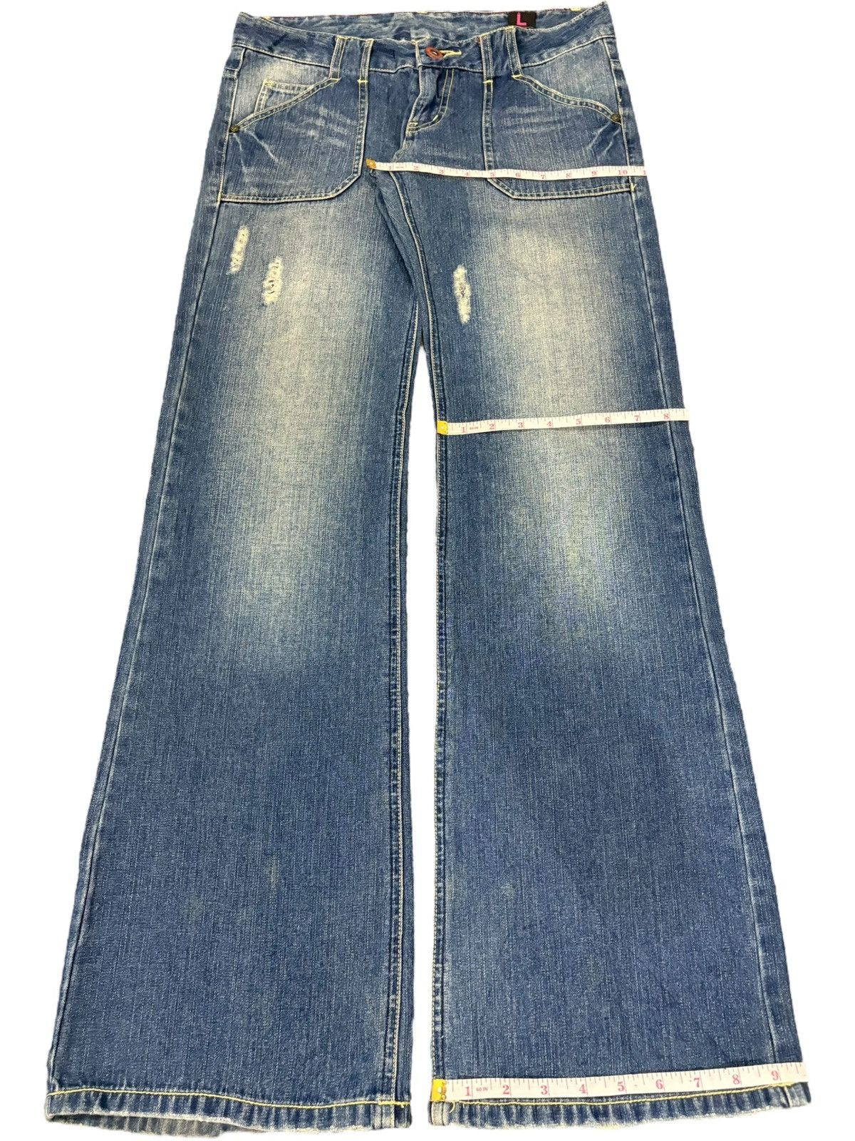 Hysteric Glamour Vintage Japanese Kissmark Distress Low Rise Flare Jeans Size 32" / US 10 / IT 46 - 9 Thumbnail