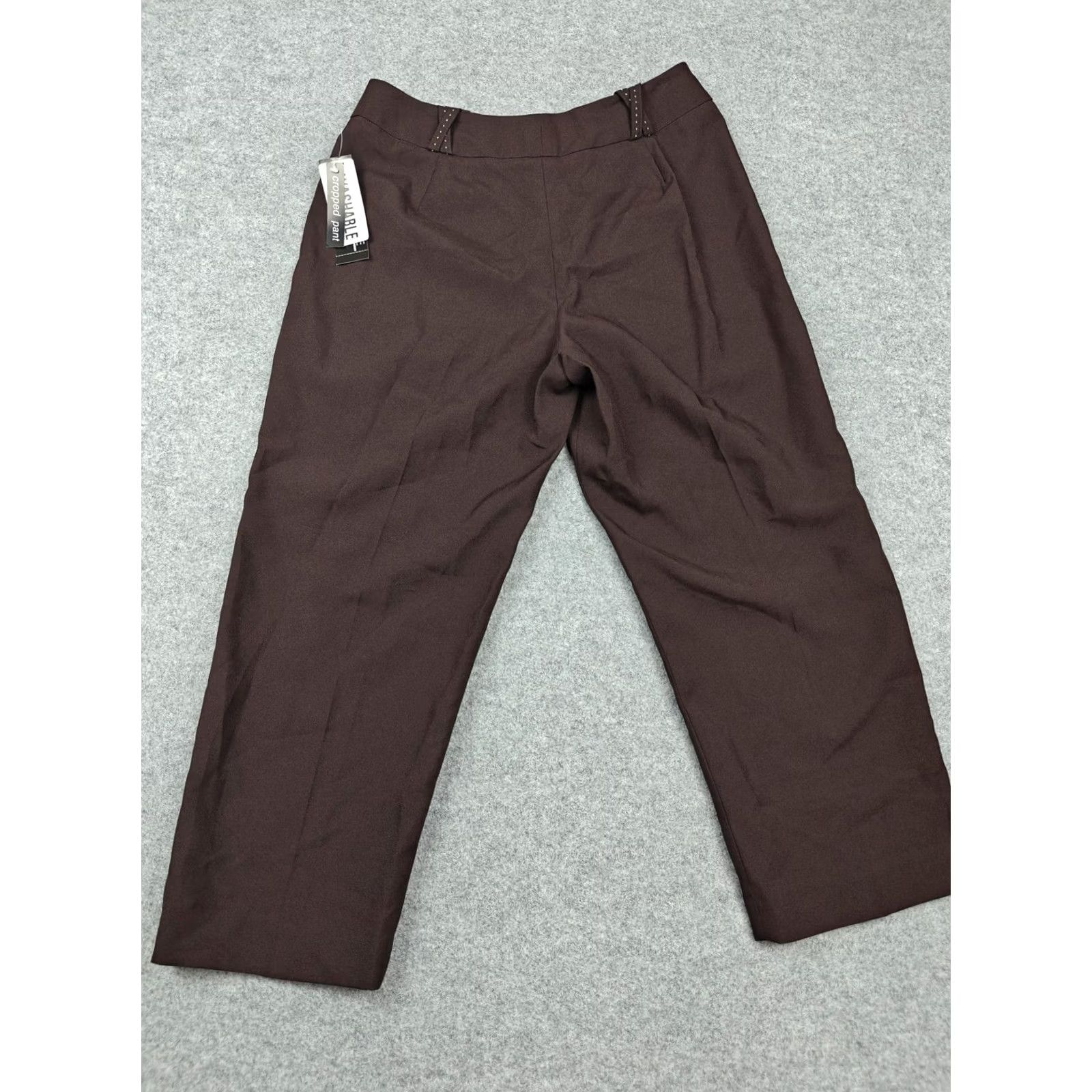 Vintage Larry Levine Pants Womens 10 Brown Twill Stretch Dress Studded Ankle Career New Size 32" / US 10 / IT 46 - 5 Thumbnail