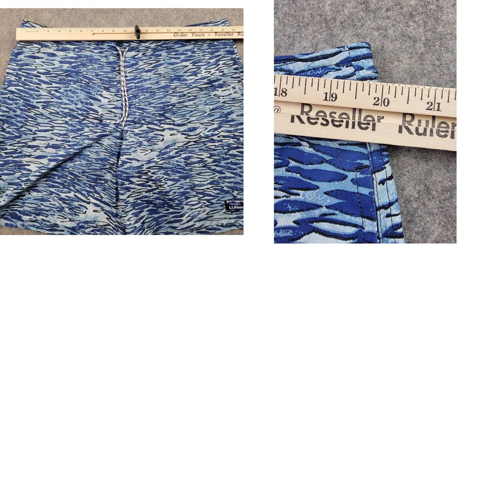 Vintage L.L. Bean Swim Trunks Bottom Mens Large Blue Lined Drawstring Pockets 8" Inseam Athletic Geometric Pattern Size ONE SIZE - 10 Thumbnail