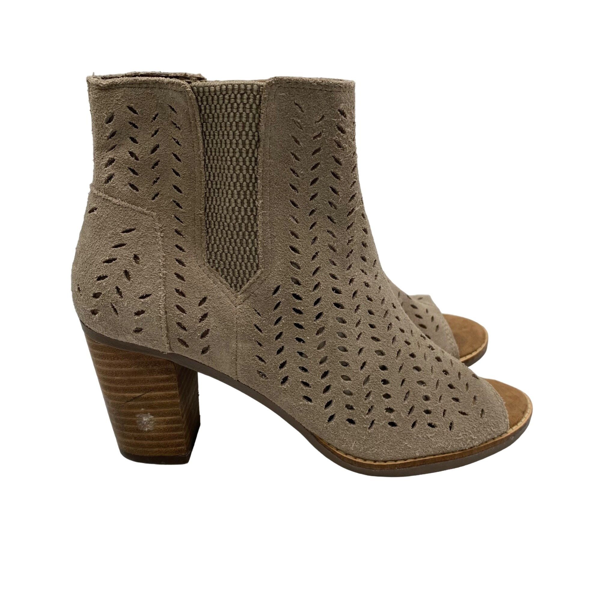 Toms Toms Desert Taupe Suede Majorca Heeled Peep toe ankle Boot W Size US 8 / IT 38 - 1 Thumbnail