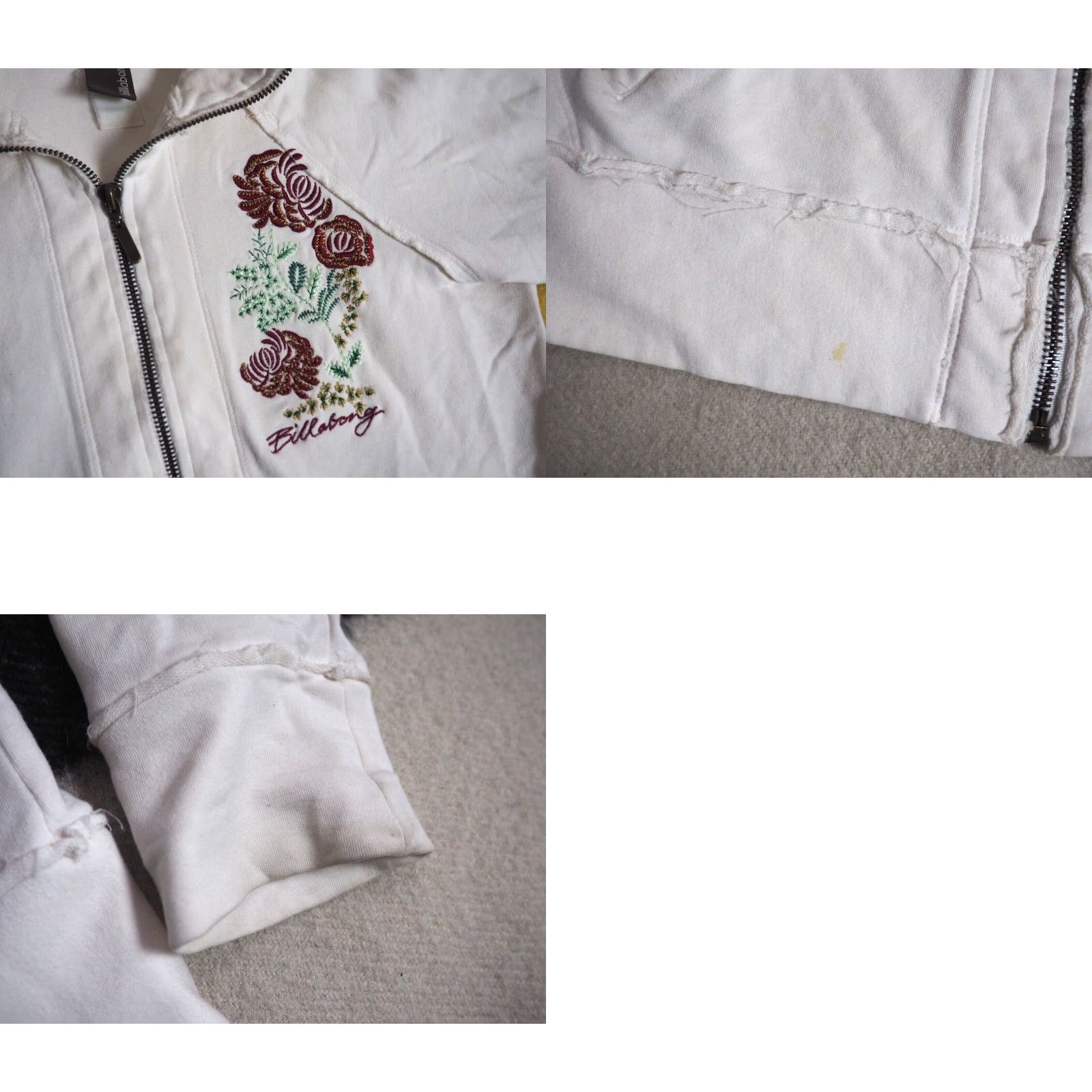 Billabong VINTAGE Billabong Sweatshirt Womens Full Zip Crew Neck Regular M Ivory Size M / US 6-8 / IT 42-44 - 8 Thumbnail
