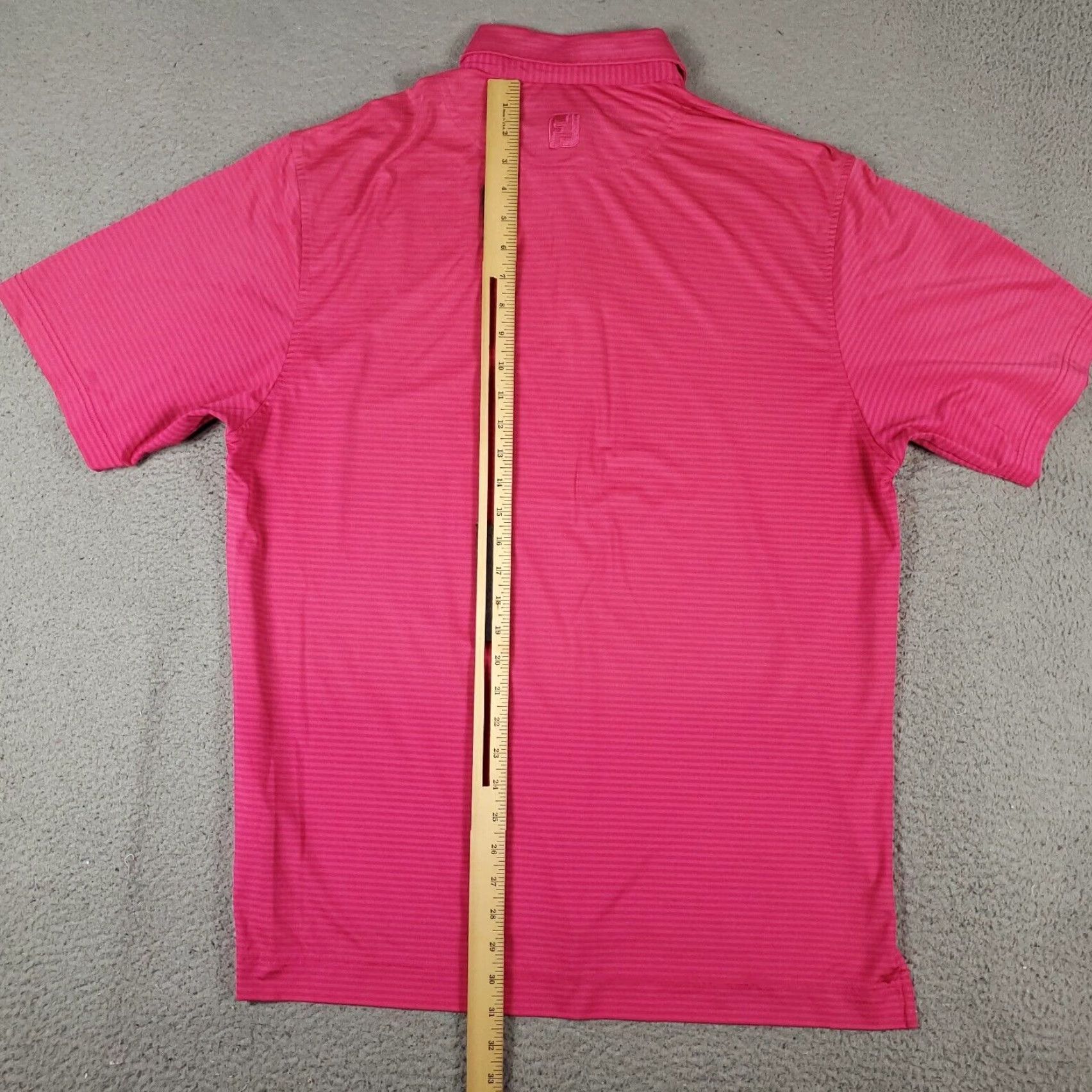 Footjoy FJ Polo Shirt Polo FJ Shirt Mens Large Pink Striped Casual Golf Short Sleeve Button Collared Knit? Size US L / EU 52-54 / 3 - 6 Thumbnail