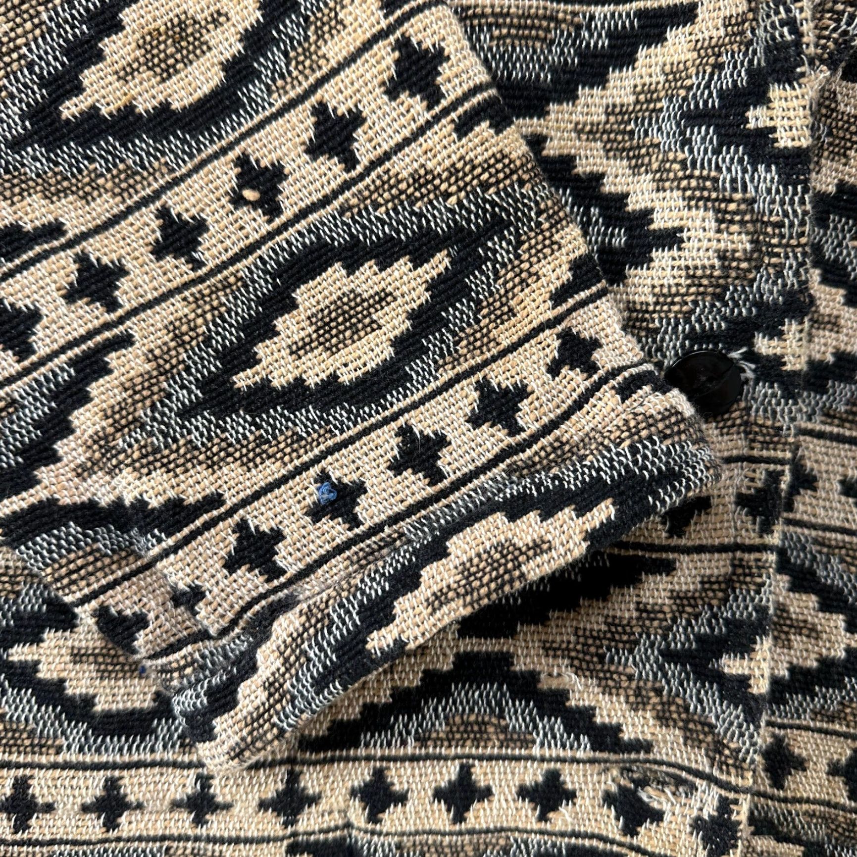 Vintage VINTAGE Keren Hart Jacket Womens M Beige Black Aztec Cotton Tapestry AOP 90s Size M / US 6-8 / IT 42-44 - 2 Thumbnail