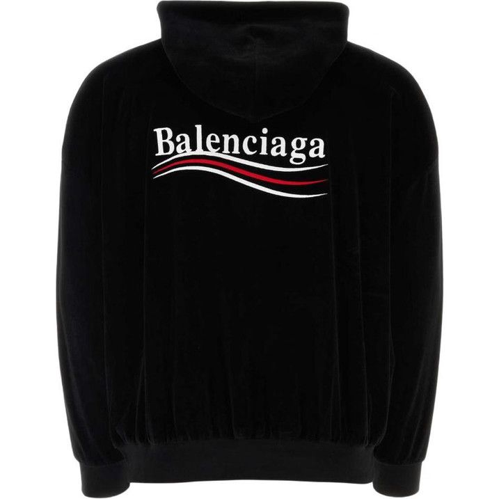 Balenciaga o1in1g1025 Political Campaign Velvet Zip-Up Hoodie in Black Size XS / US 0-2 / IT 36-38 - 2 Thumbnail