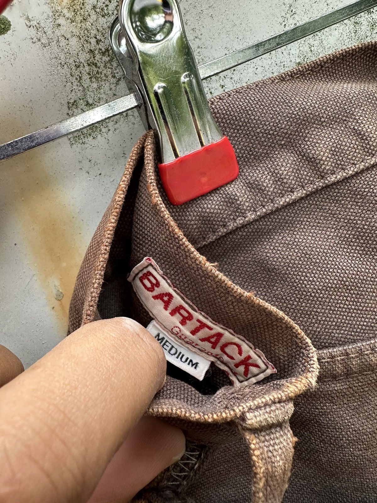 Vintage 👹Vintage THRASHED Bartack Brown Denim Size US 31 - 11 Thumbnail