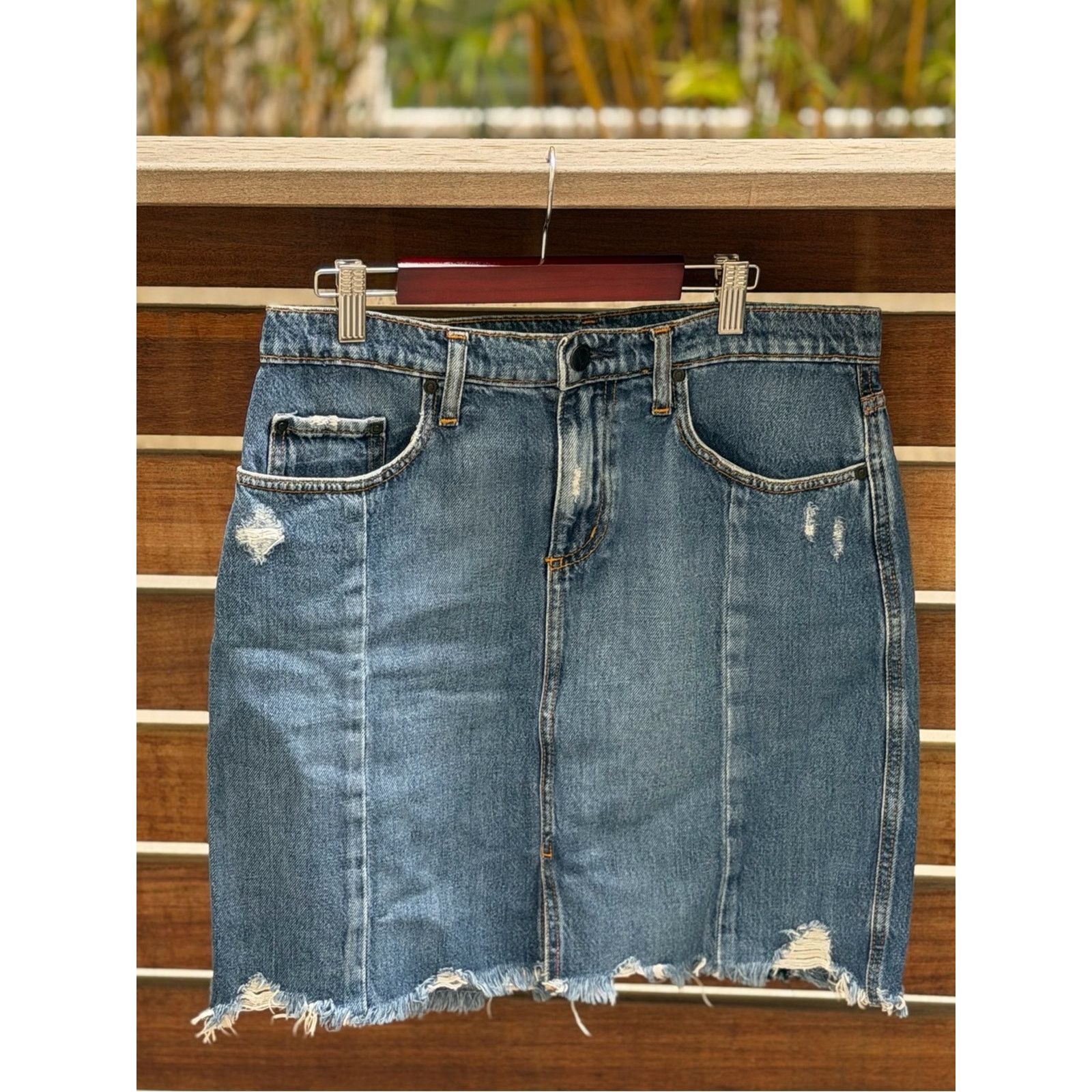 Nobody Denim Authentic Nobody Denim Distressed Jean Mini Skirt Size 29 Size 29" - 2 Thumbnail