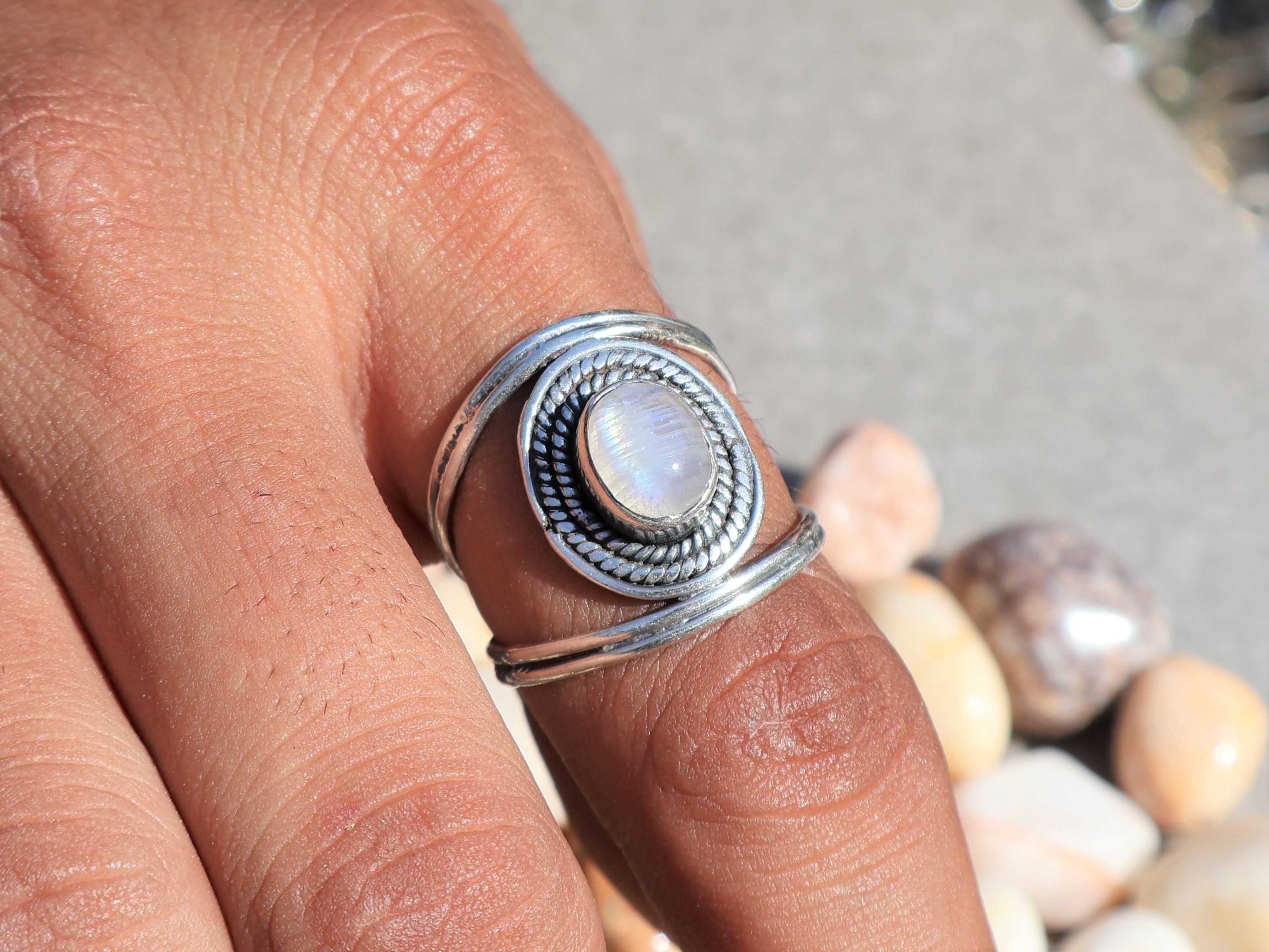Handmade Moonstone Ring, Sterling Silver Jewelry, Handmade Women Ring Size ONE SIZE - 6 Thumbnail