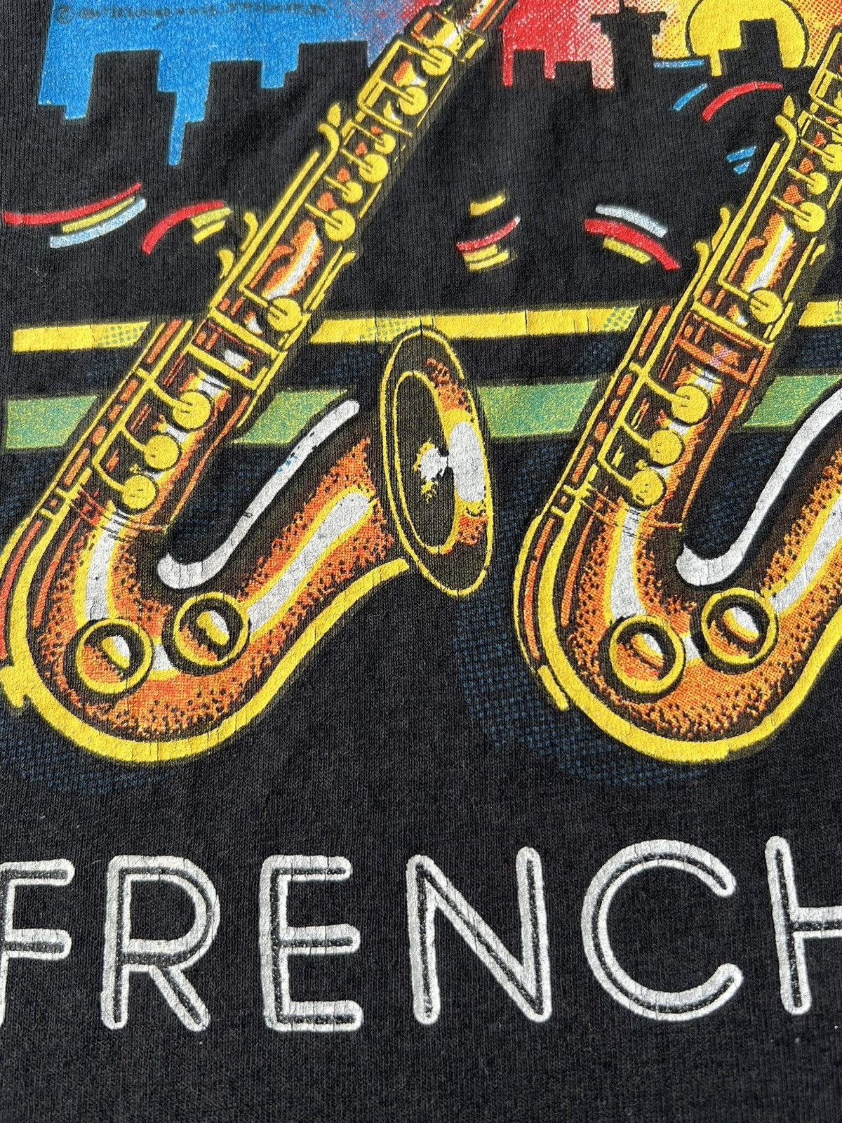 Vintage Vintage 90s New Orleans French Quarter Jazz 80s Black Tshirt Size US XXL / EU 58 / 5 - 8 Thumbnail