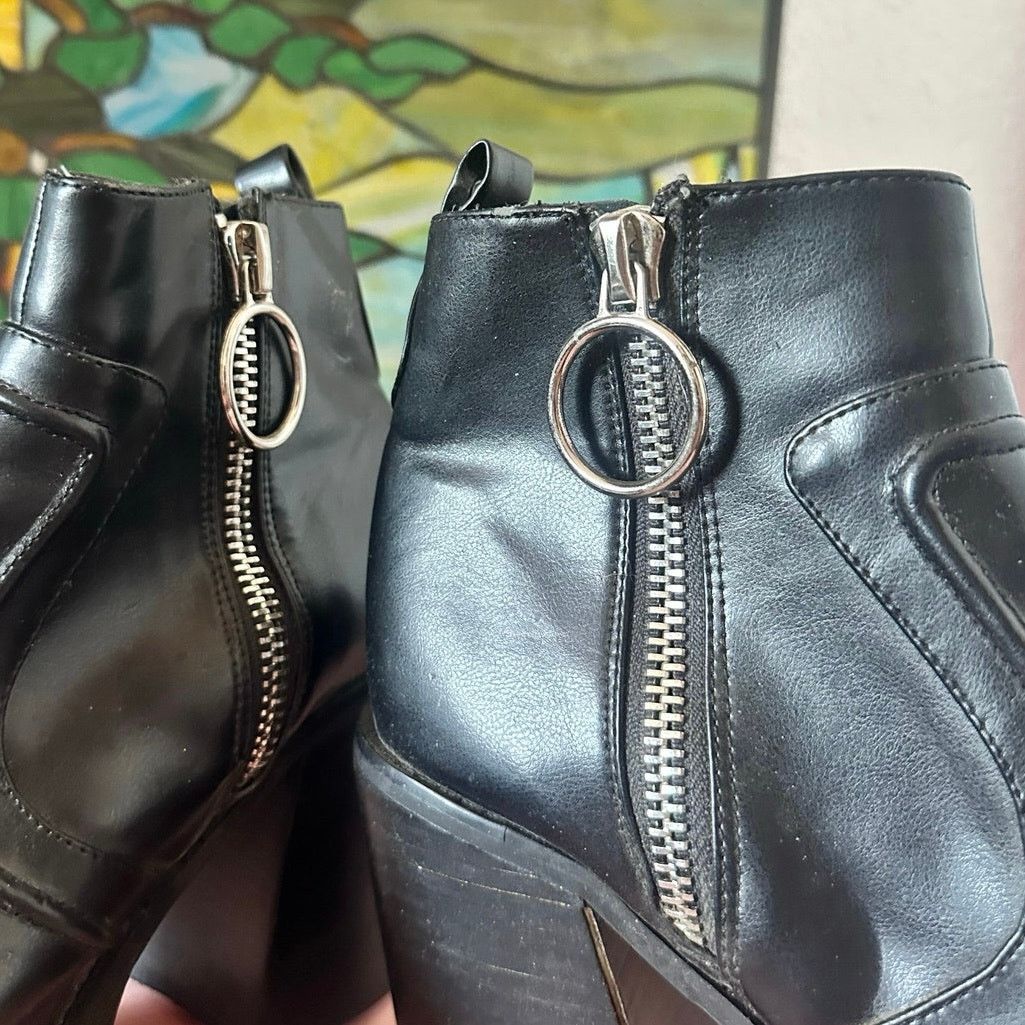 Other current mood platform black pleather boots heels shoes Size US 10 / IT 40 - 2 Thumbnail