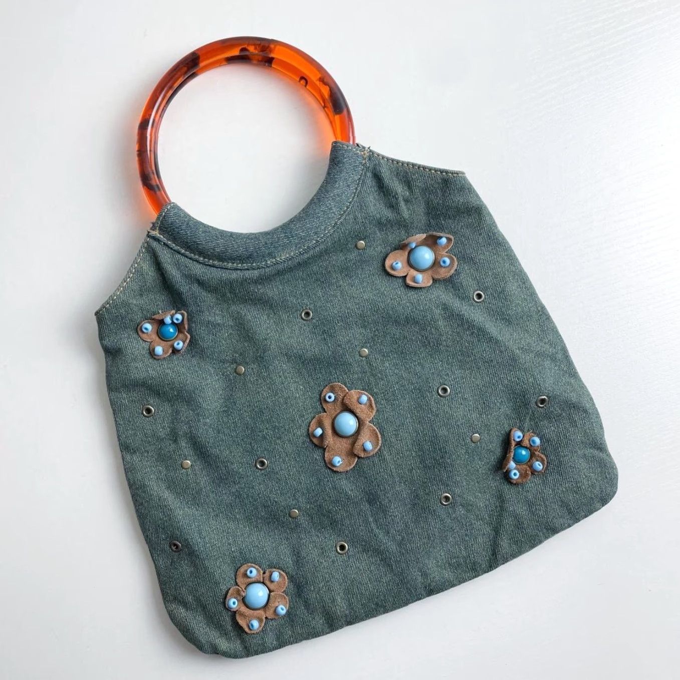 Vintage VINTAGE Rampage Denim Shoulder Bag Purse Floral Studded McBling Fairy Grunge Y2K Blue Bag Womens Size ONE SIZE - 2 Thumbnail