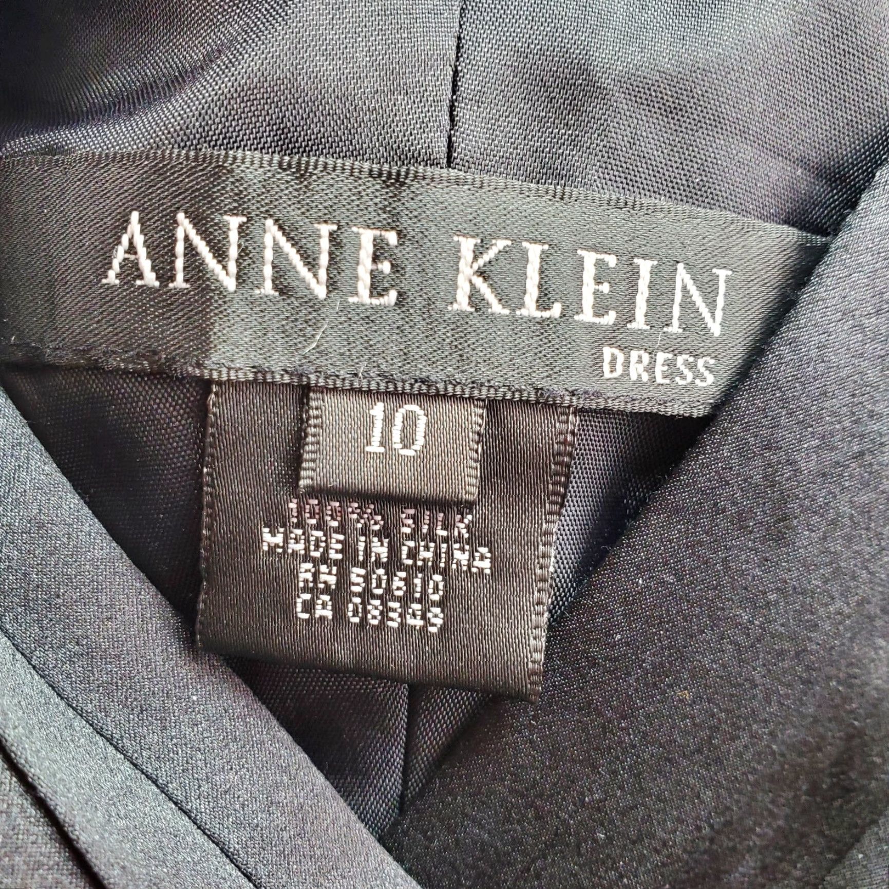 Anne Klein Anne Klein Dress Women's A-Line 10 Black 100% Silk Lined Pleated Surplice Neck Sleeveless Size L / US 10 / IT 46 - 5 Thumbnail