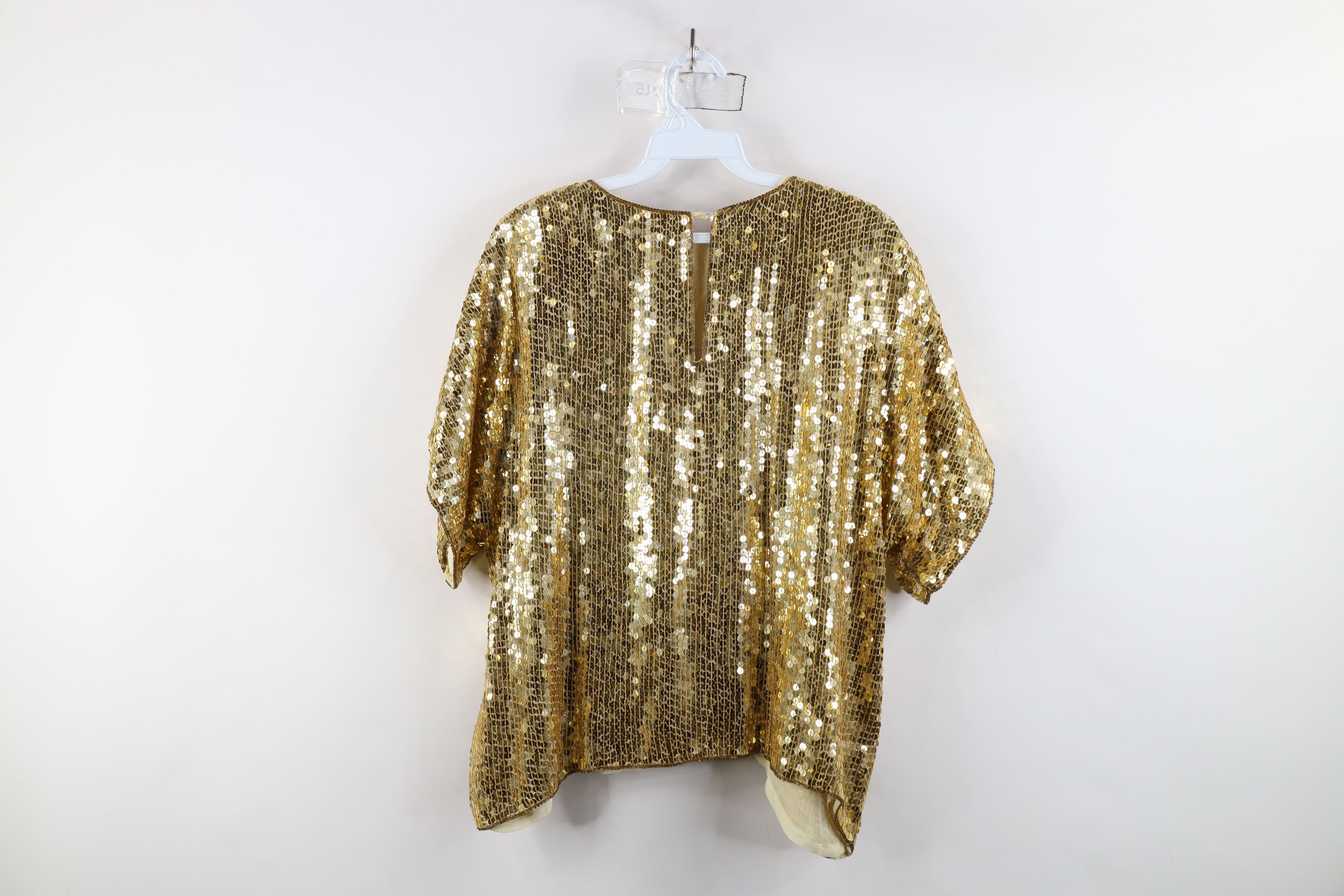 Vintage Vintage 80s 90s Rina Z Short Sleeve Disco Dance Shirt Gold Size L / US 10 / IT 46 - 11 Thumbnail