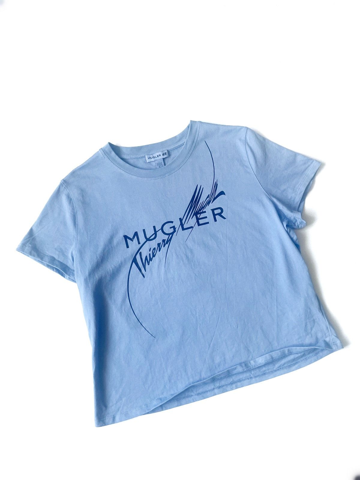 H&M × Thierry Mugler Thierry Mugler X H&M Blue Big Logo Women T-Shirt 100% Cotton Size L / US 10 / IT 46 - 1 Thumbnail