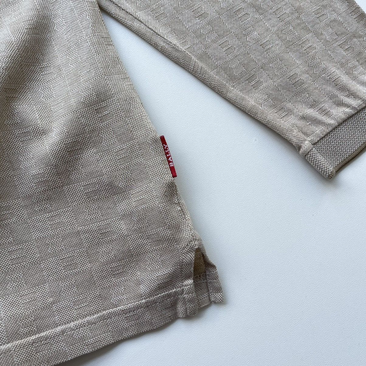 Bally × Vintage Bally Monogram Pure Cotton Polo Long Sleeve Vintage Beige Size US L / EU 52-54 / 3 - 6 Thumbnail