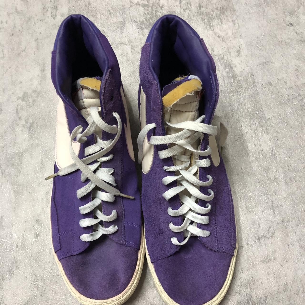 Nike Purple and white Nike high top trainers #skater Size US 9 / EU 42 - 1 Thumbnail
