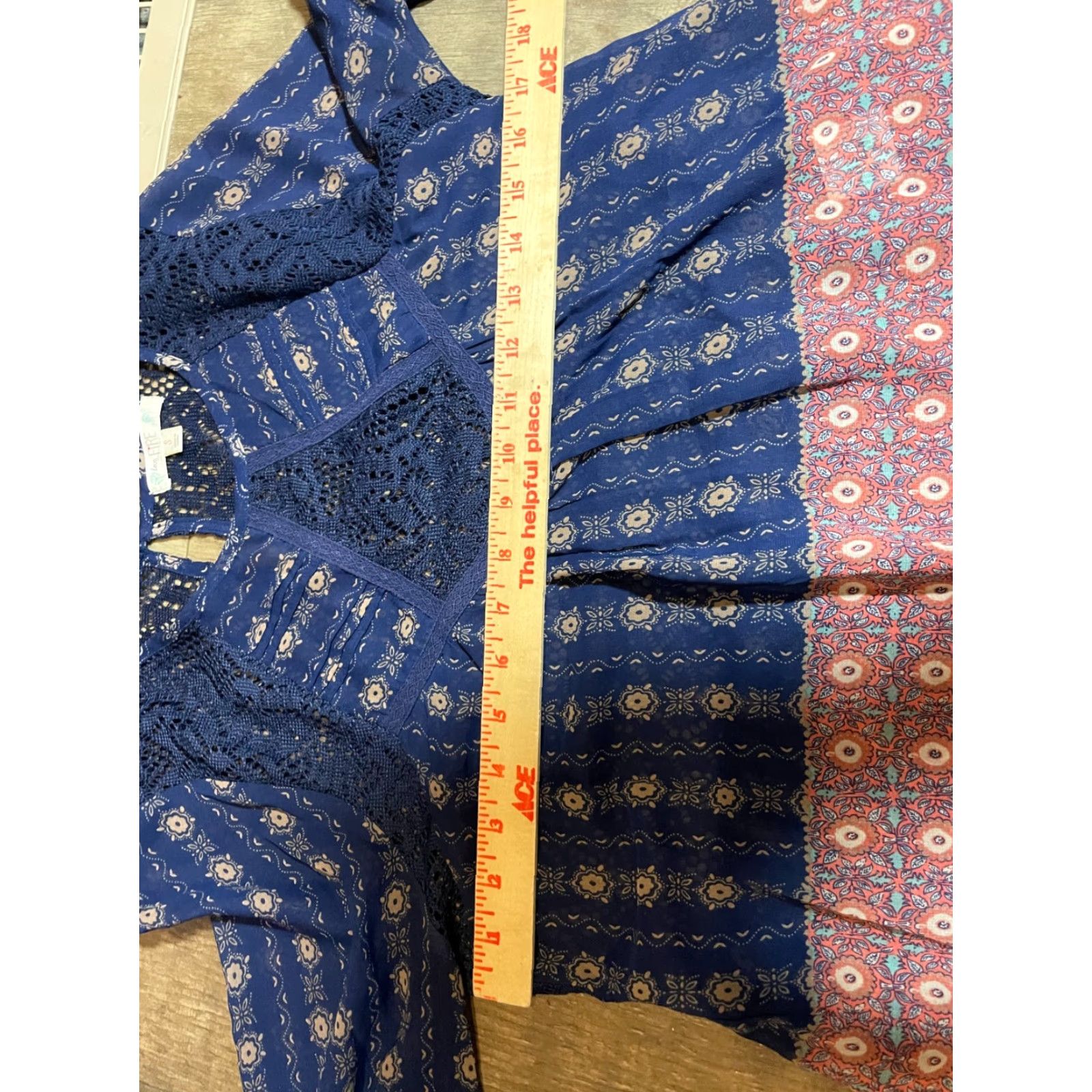 Vintage Love Fire Blouse Womens Small S Blue Floral Long Sleeve Sheer Light Weight Size S / US 4 / IT 40 - 5 Thumbnail