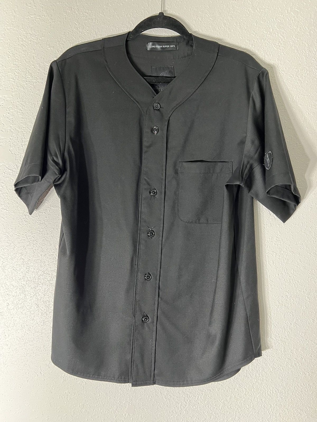 image of Billionaire Boys Club x Loro Piana Billionaire Boys X Loro Piana Super 120S Baseball Shirt in Black