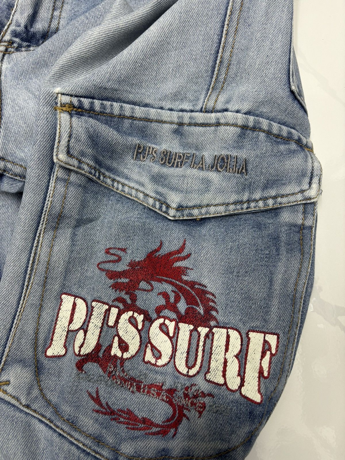 Other 🔥PJ'S SURF BAGGY CARGO DENIM JEANS MULTI POCKET DISTRESS Size US 32 / EU 48 - 9 Thumbnail