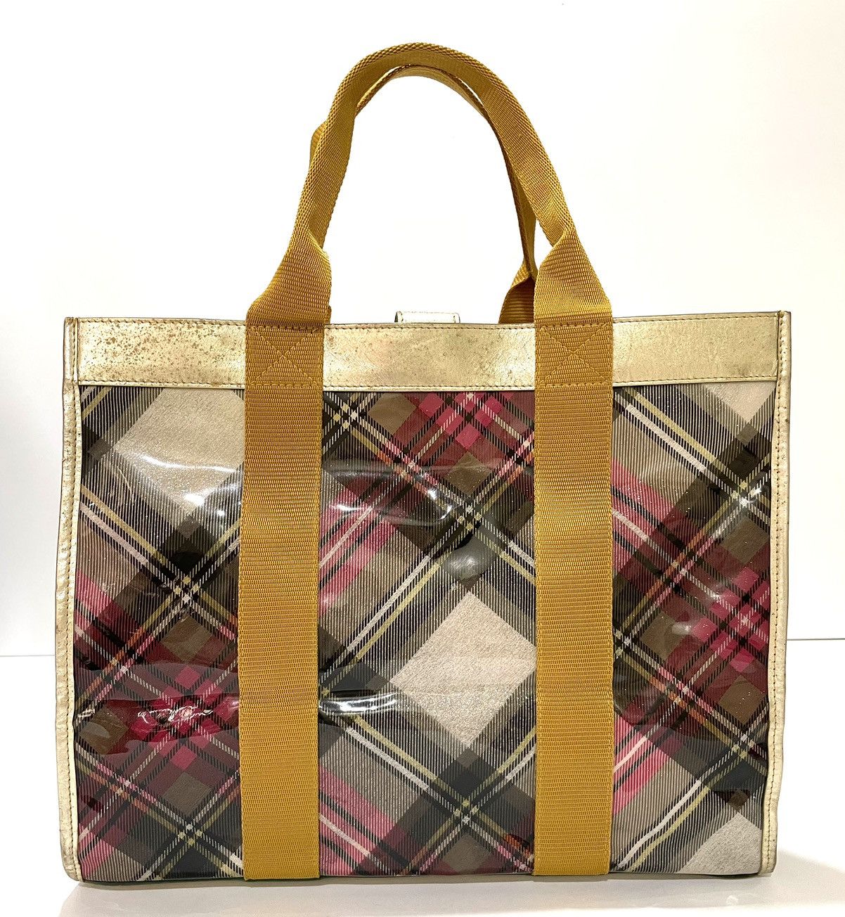 Vivienne Westwood Tartan PVC Tote with Matching Pouch – Gold Trim Size ONE SIZE - 9 Thumbnail