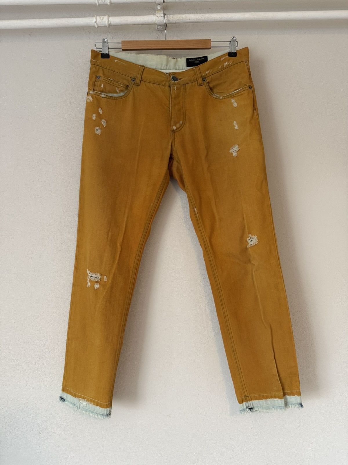 Dolce & Gabbana Distressed Mustard Denim by Dolce & Gabbana – Size 33 Size US 33 - 1 Thumbnail