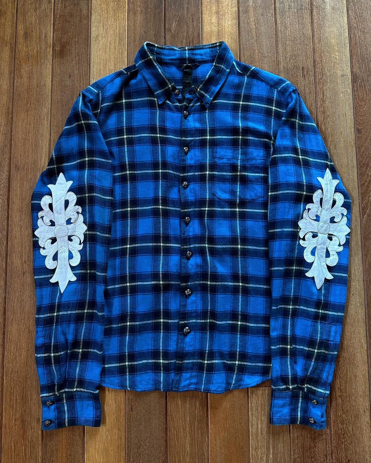 Chrome Hearts Chrome Hearts Leather Patch Flannel *RARE* Grailed