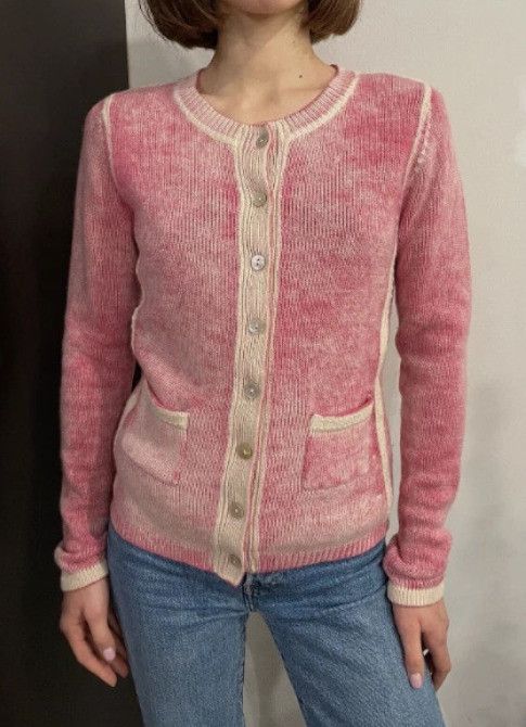 DDP Maxine Merino Wool Cashmere Button Knit Sweater Pink y2k