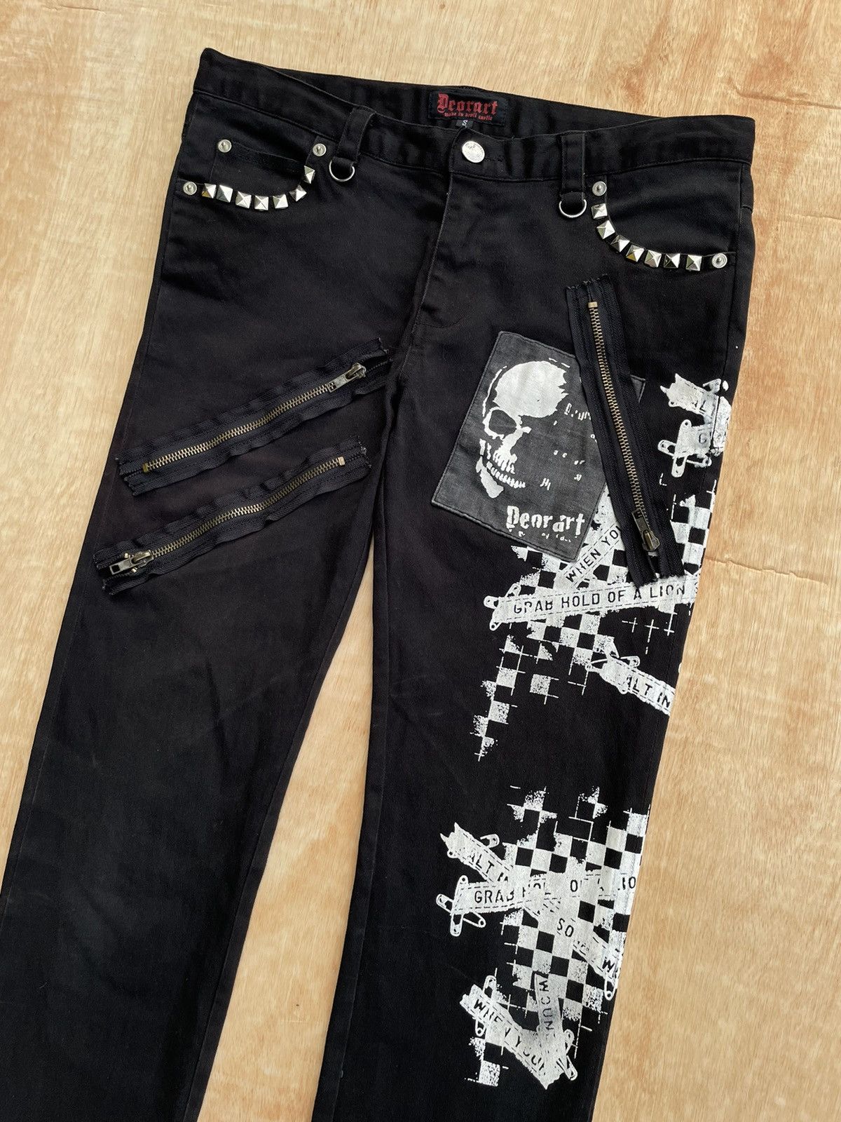 If Six Was Nine × Japanese Brand × Le Grande Bleu (L.G.B.) Deorat Japan Skull Punk Style Poem Pants Size US 31 - 2 Thumbnail