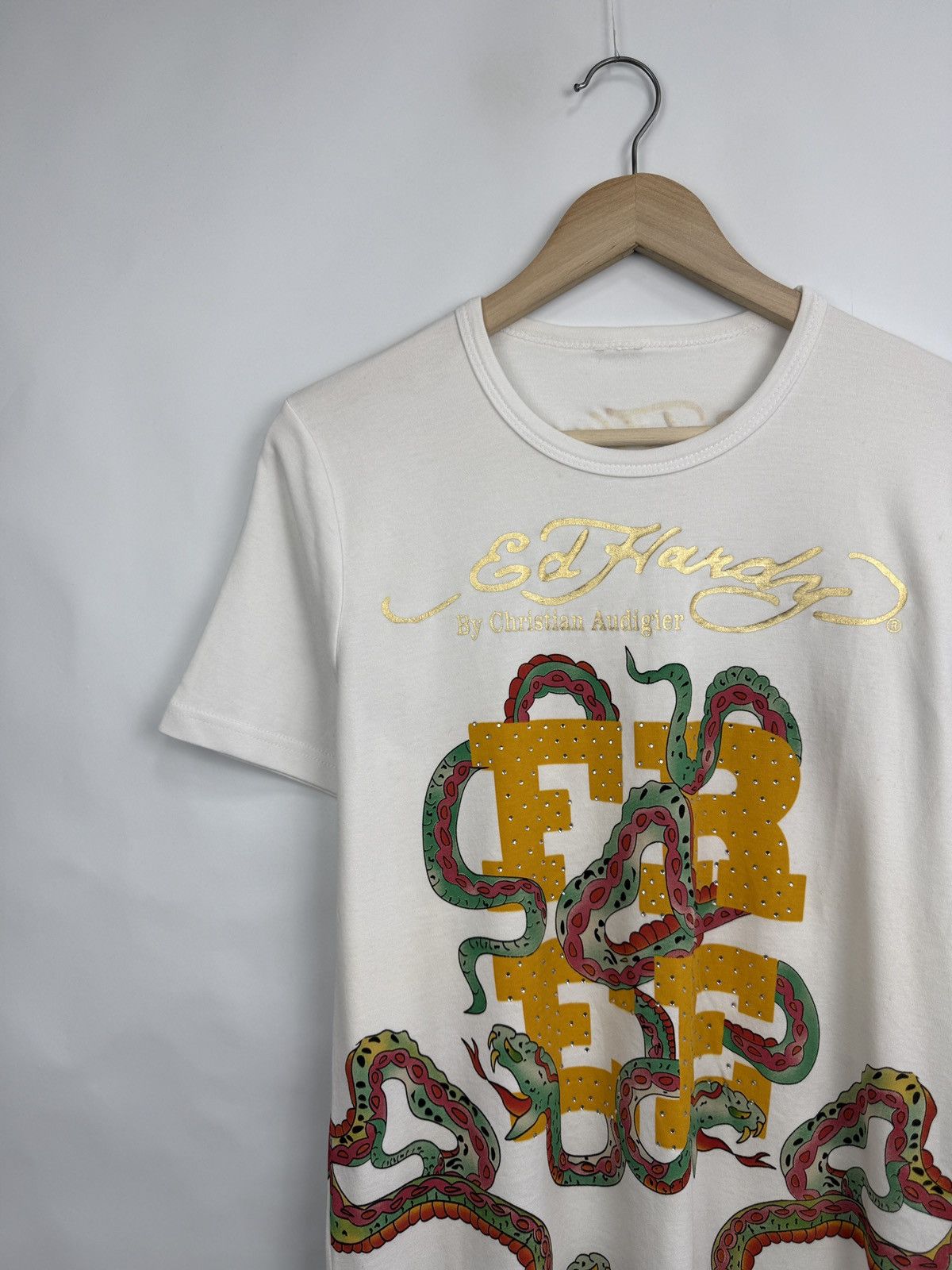 Ed Hardy 🇺🇸 🐍 Vintage Ed Hardy Snake Rhinestone Christian Audigier Tee Size US M / EU 48-50 / 2 - 4 Thumbnail