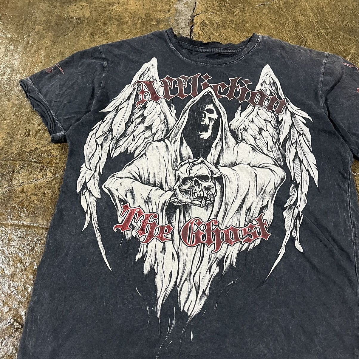 Affliction × Vintage Y2K Affliction Kelly Pavlik Grunge Goth Skull Tee Shirt Size US S / EU 44-46 / 1 - 6 Thumbnail