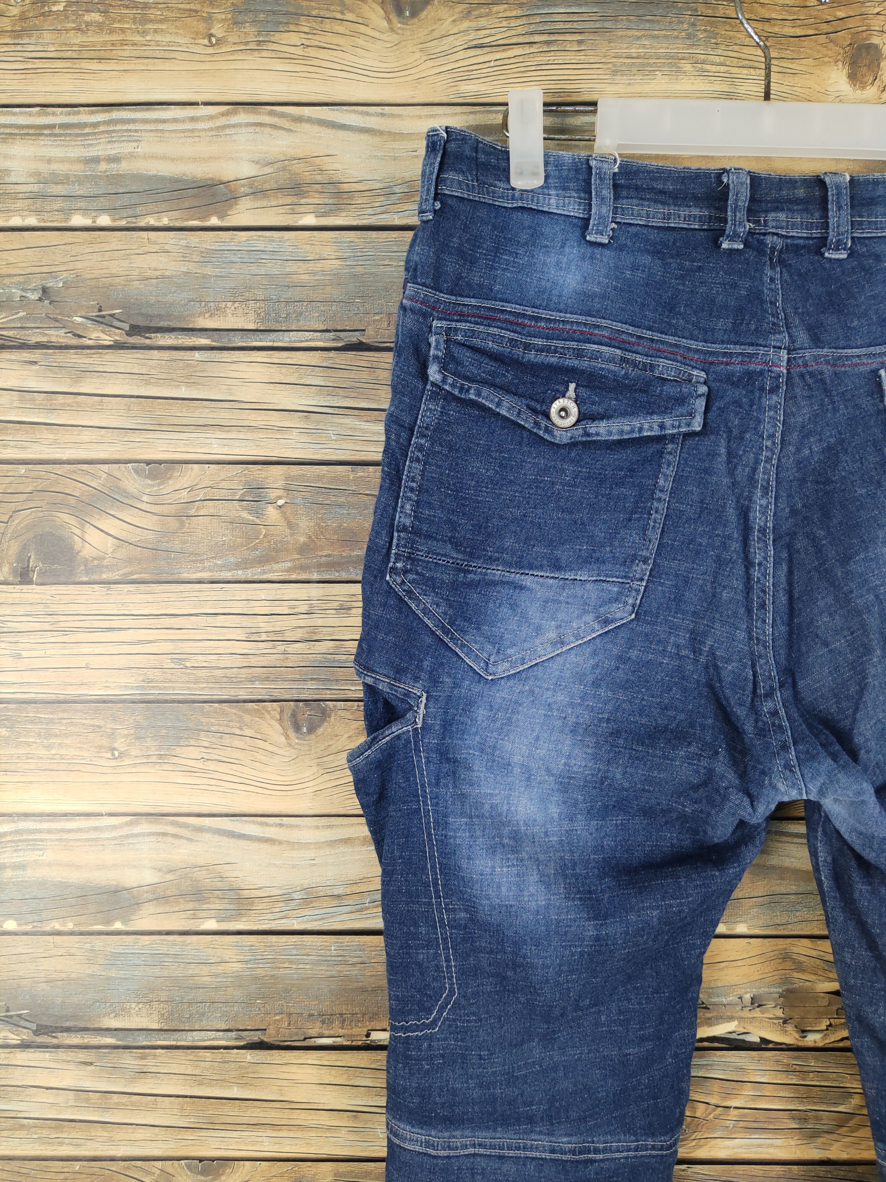 Japanese Brand FieldCore Dark Blue Distressed Ripped Soft Jeans #W2088 Size US 33 - 8 Thumbnail