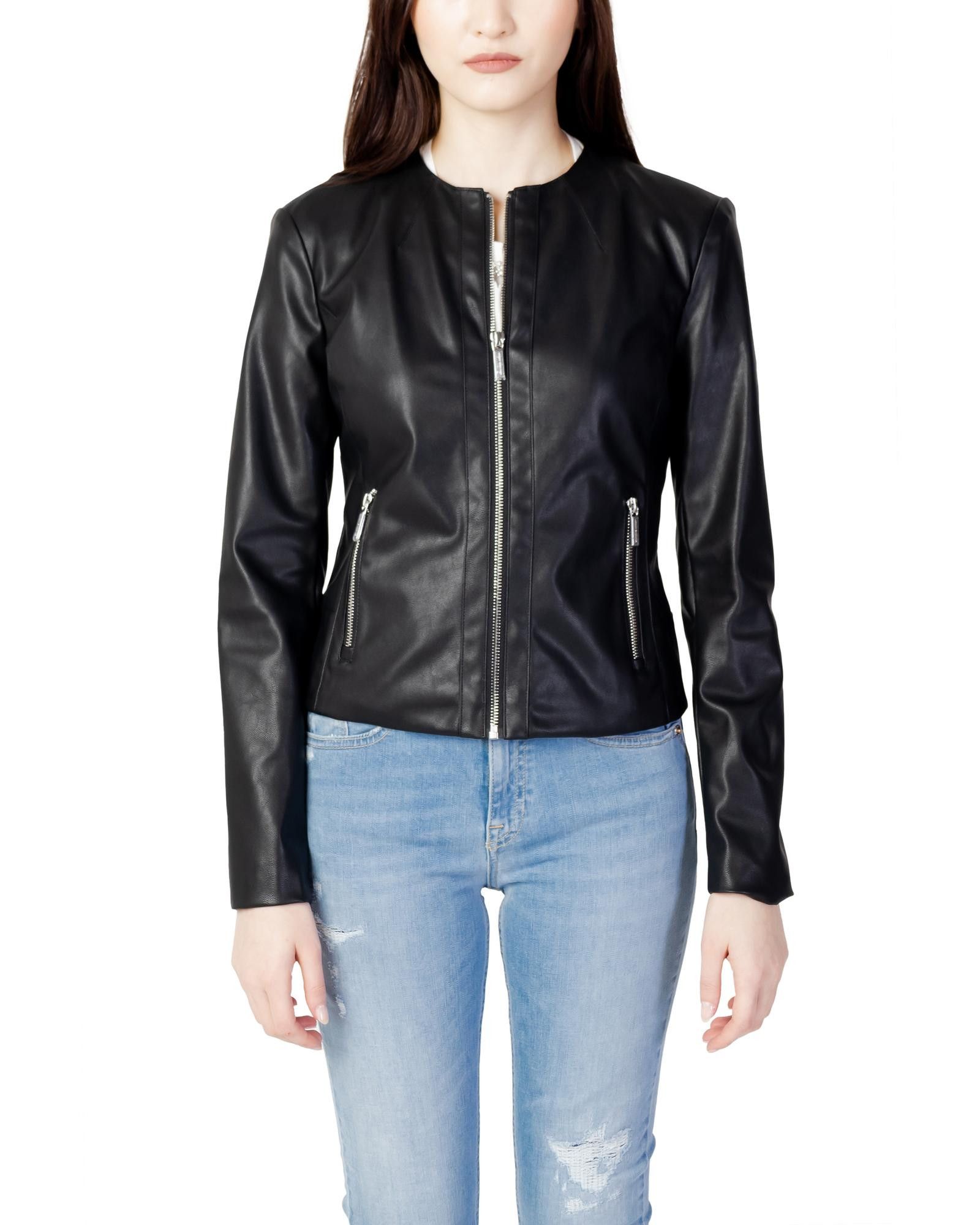 image of Armani Exchange Plain Zip-Up Blazer in Black, Women's (Size XS)