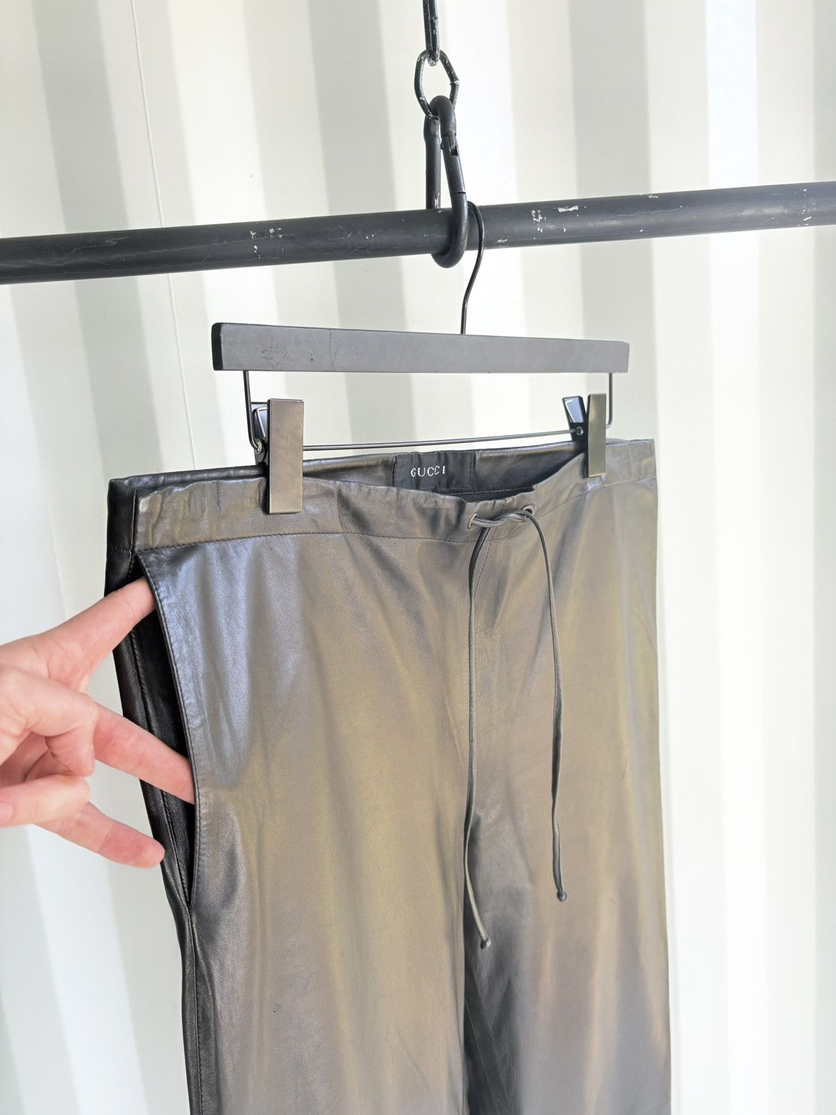 Gucci Leather Drawstring Pants Ankle Zip Tom Ford Era Size US 32 / EU 48 - 3 Thumbnail