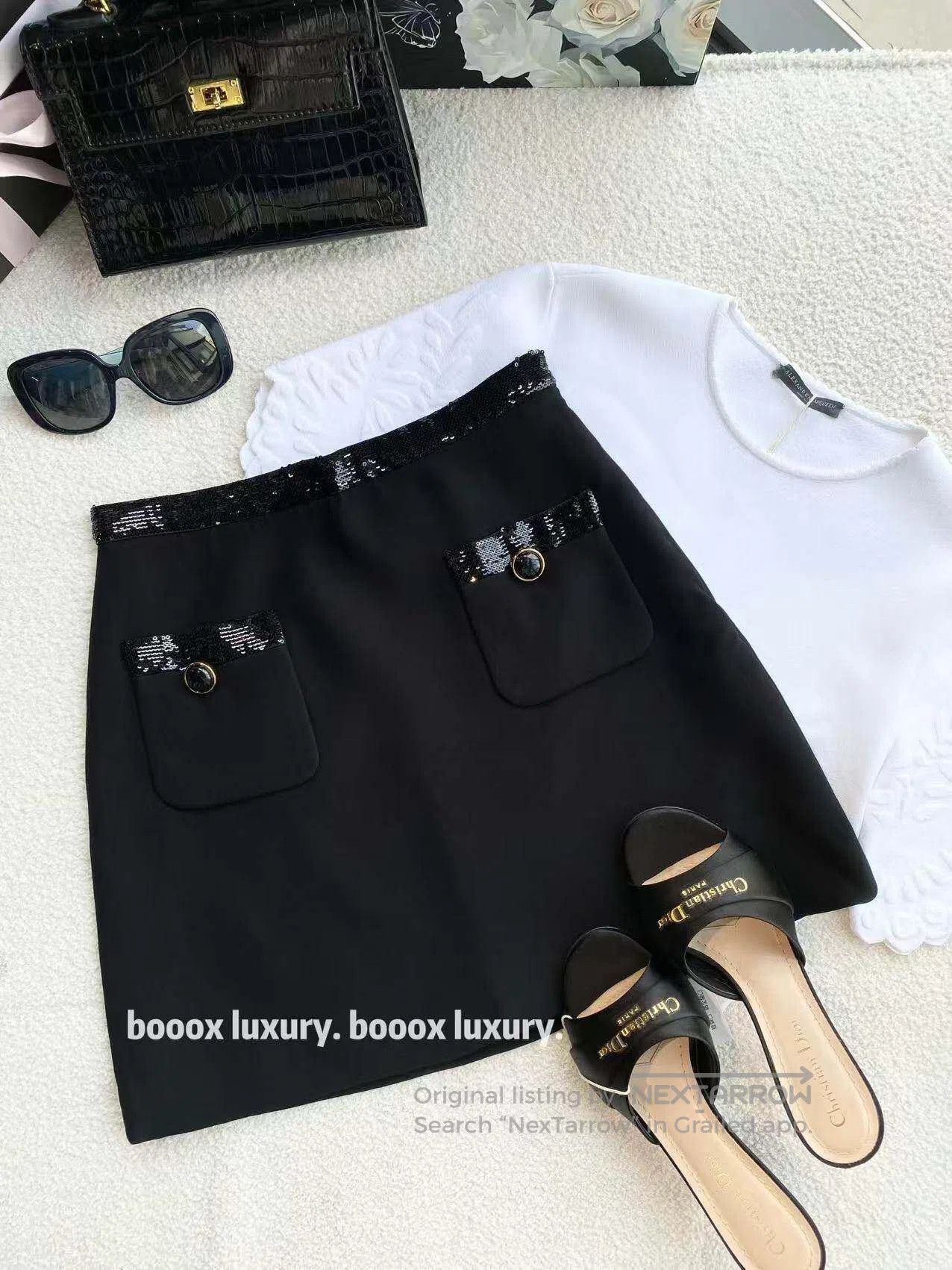 Miu Miu Miu Miu Black Sequin Mini Skirt| Size 26" / US 2 / IT 38 - 1 Thumbnail