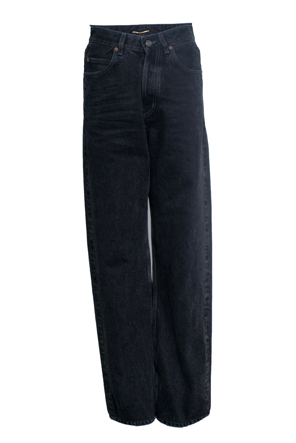 Saint Laurent Paris Saint Laurent, V waist long baggy jeans in black Size 28" / US 6 / IT 42 - 1 Thumbnail