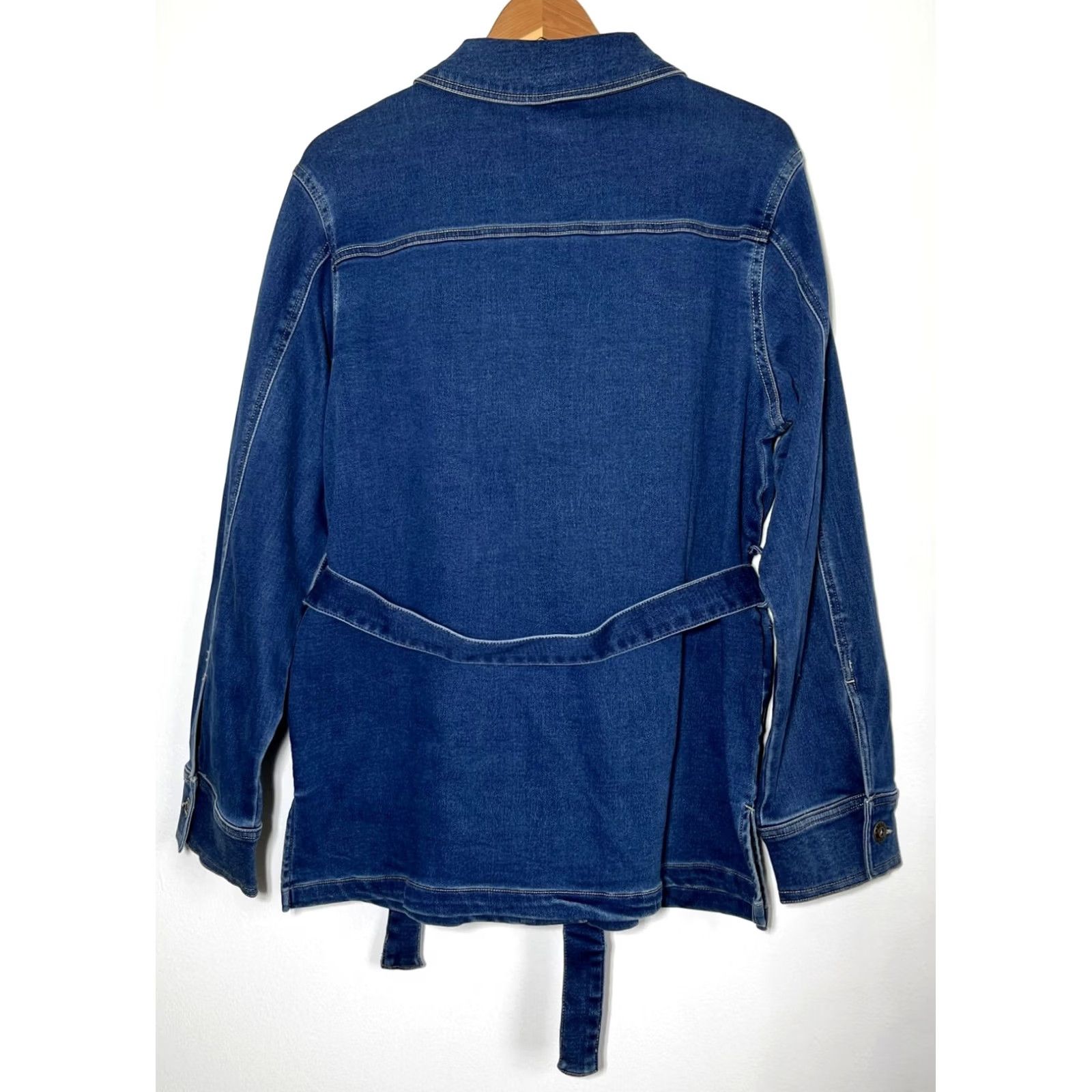 Parasuco VINTAGE Parasuco Denim Jeans Belted Jacket Women's L Blue Belted Jacket Size 36" / US 14 / IT 50 - 3 Thumbnail
