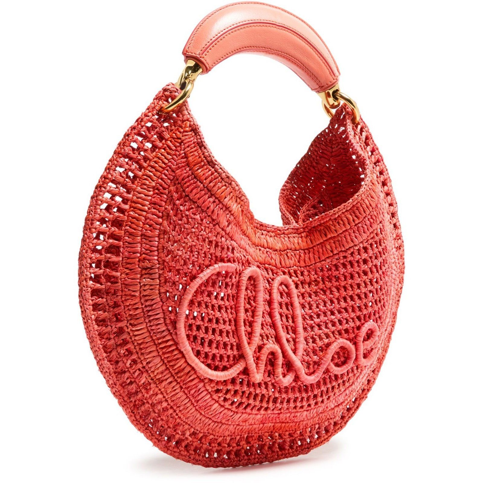 Chloe Chloe Summer Banana Camellia Coral Raffia Hobo Bag New & Aut Size ONE SIZE - 2 Thumbnail