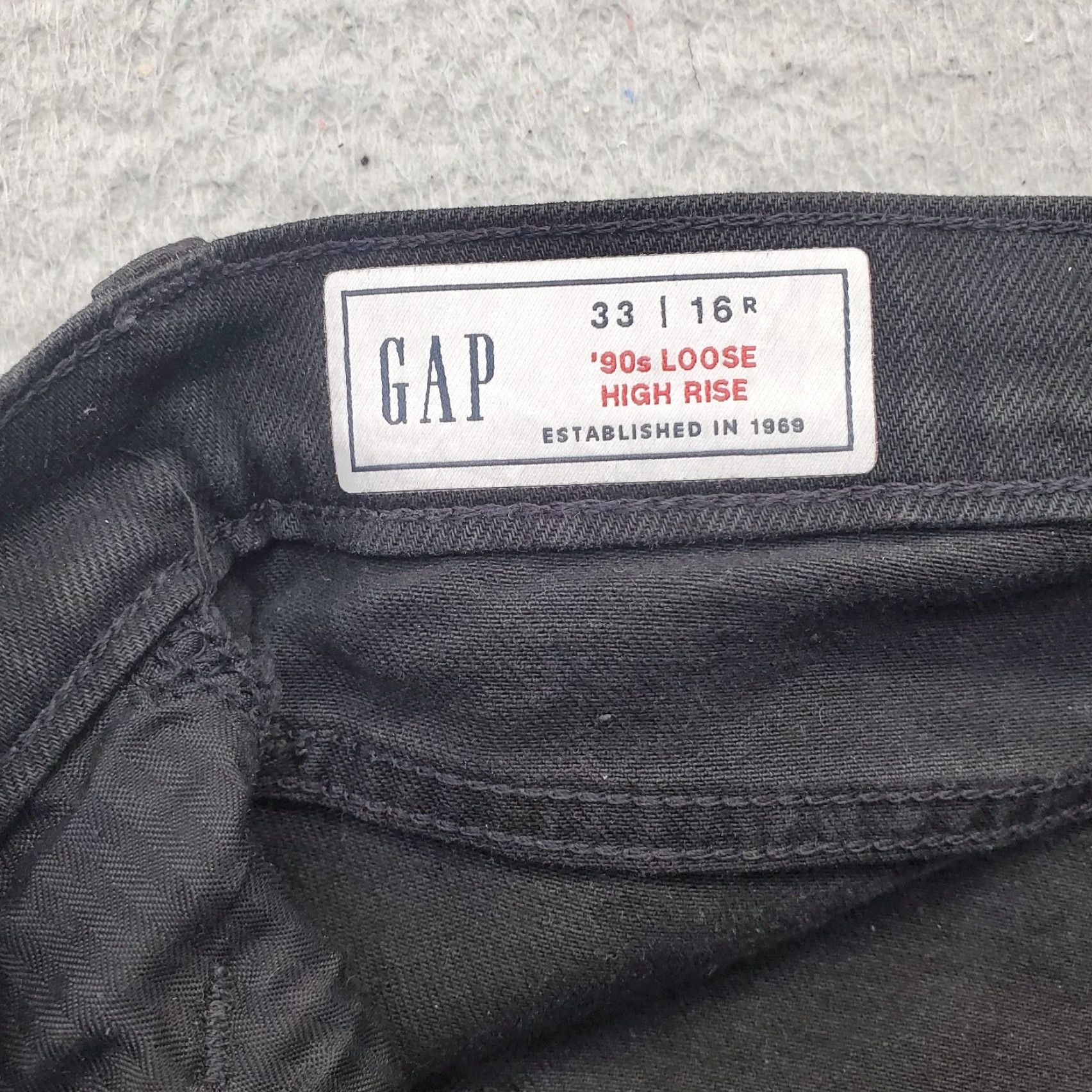 Gap Gap Womens 16 Black Straight Jeans Denim Stretch High-Rise 90s Vintage Boho 5-Pocket Regular Size 16 Size 38" / US 16 / IT 52 - 7 Thumbnail