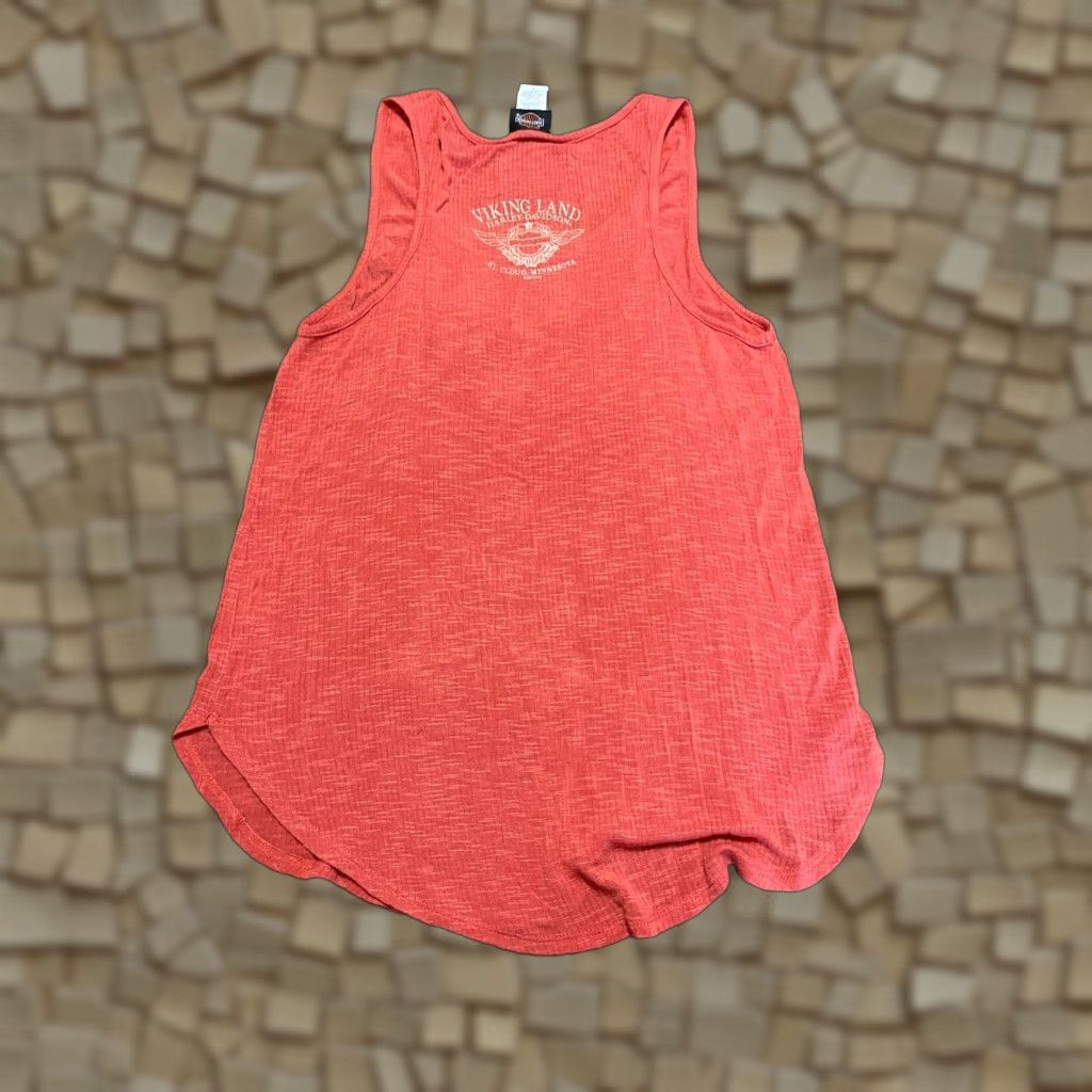 Harley Davidson Harley-Davidson Tank Top Women’s Size M Orange Flower Print Viking Land Casual Sleeveless Scoop Neck Size M / US 6-8 / IT 42-44 - 1 Thumbnail