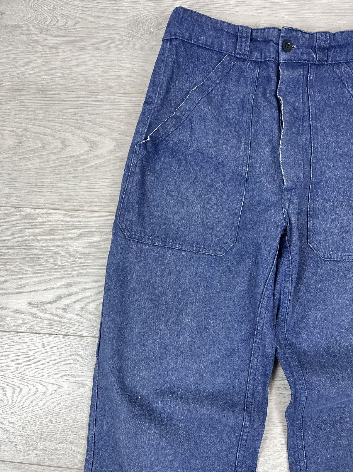 Le Laboureur Le Laboureur Vintage Blue Distressed Fade French Work Pants Size US 31 - 5 Thumbnail