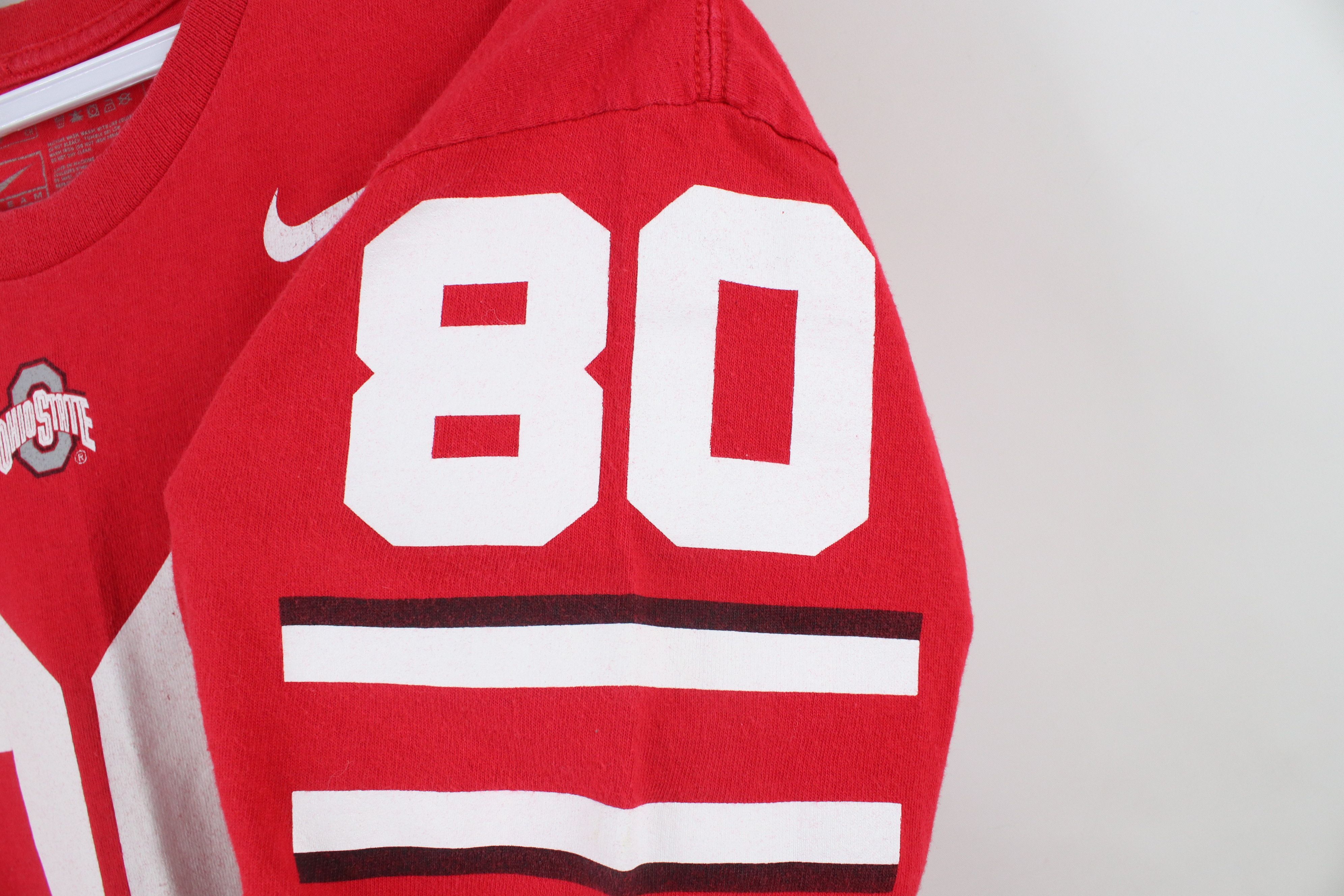 Nike × Vintage Vintage Nike University Football Jersey T-Shirt Red #80 Size US S / EU 44-46 / 1 - 6 Thumbnail
