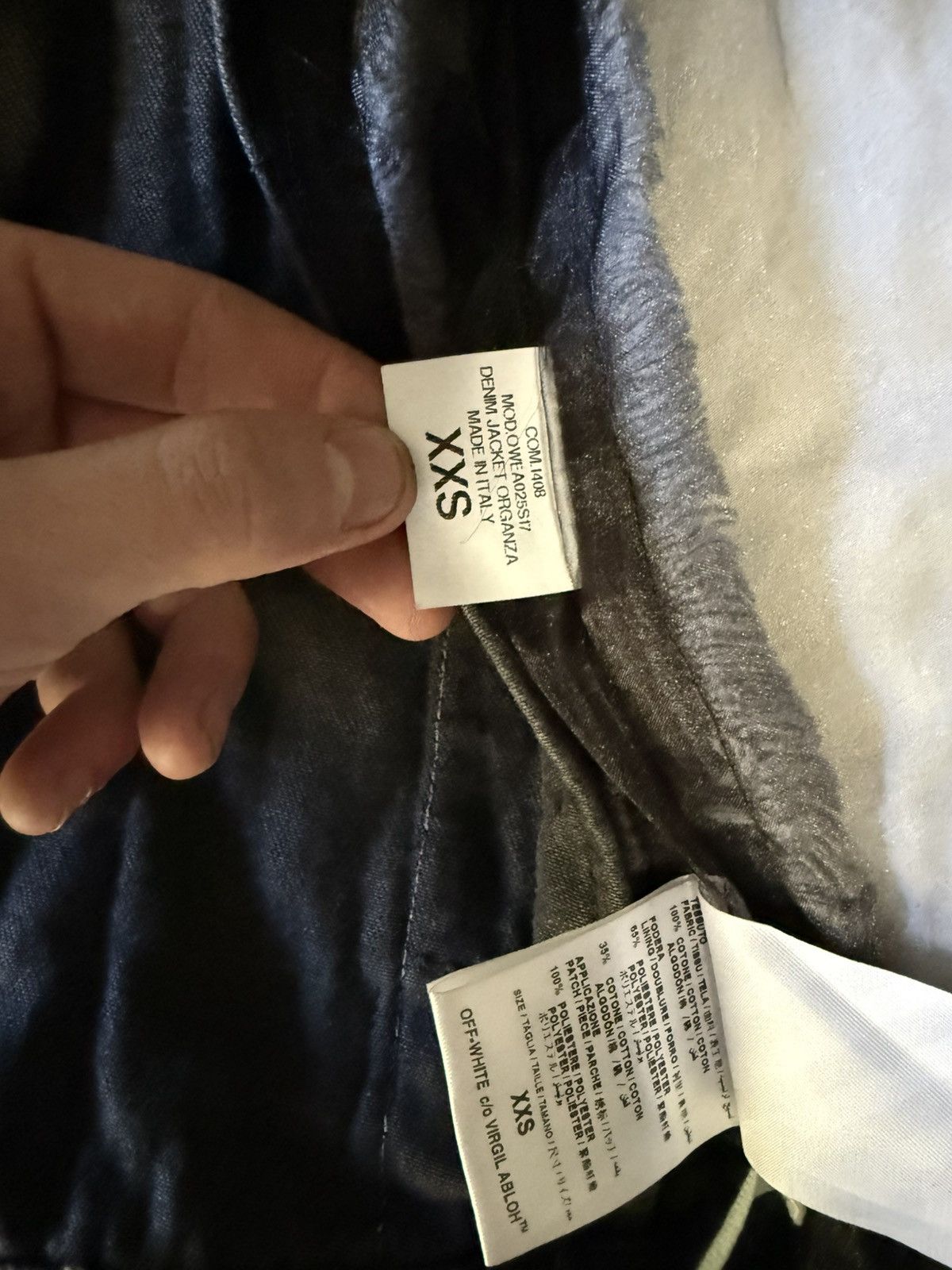 Off-White Off White Black Denim Organza Mesh Panel Frayed Jacket Size US S / EU 44-46 / 1 - 7 Thumbnail