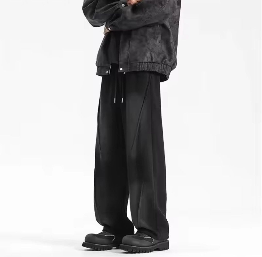 Japanese Brand × Vintage High Street Pleated Straight Pant Elastic Waist Vintage Y2K Size US 32 / EU 48 - 1 Thumbnail