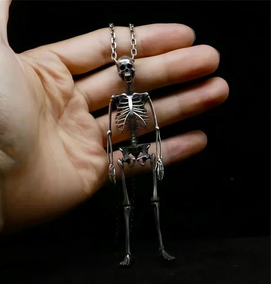Vintage Vintage Goth Skull Skeleton Necklace Size ONE SIZE - 1 Thumbnail
