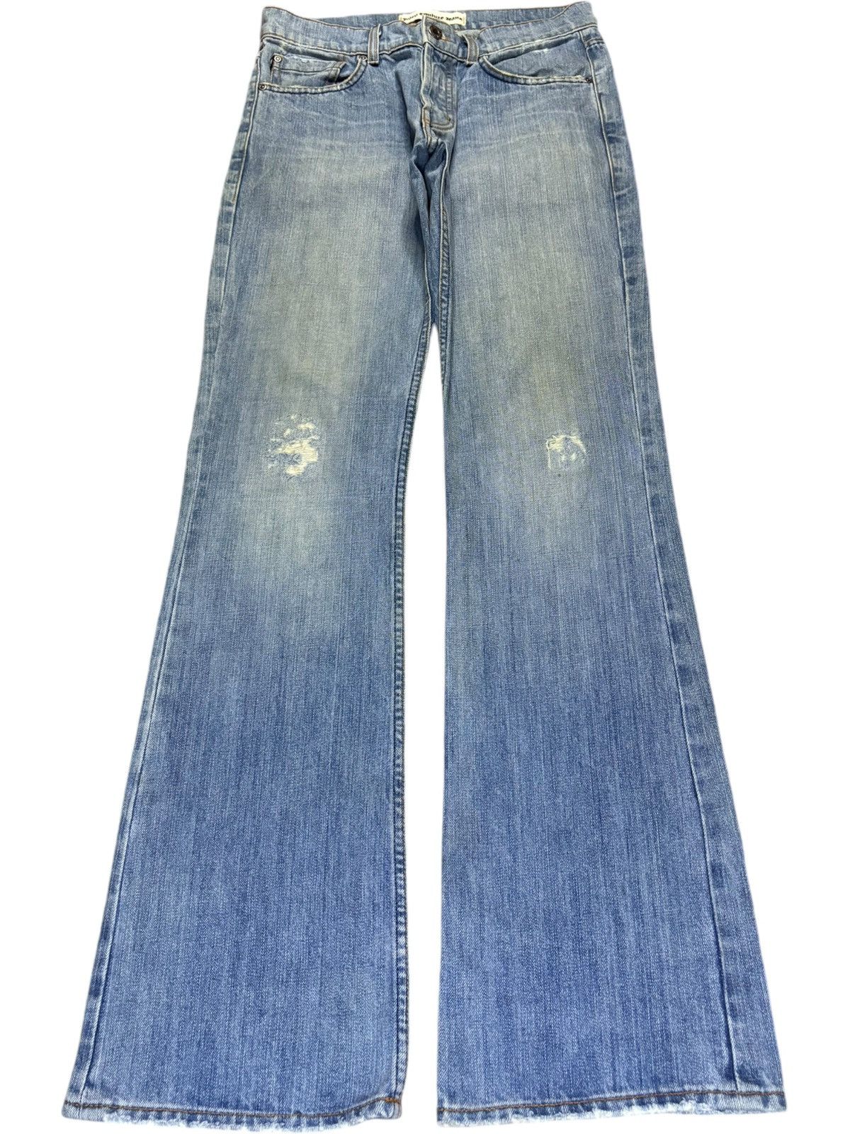Japanese Brand Vintage Japanese Brand Blue Wash Distressed Flare Jeans Size US 30 / EU 46 - 1 Thumbnail