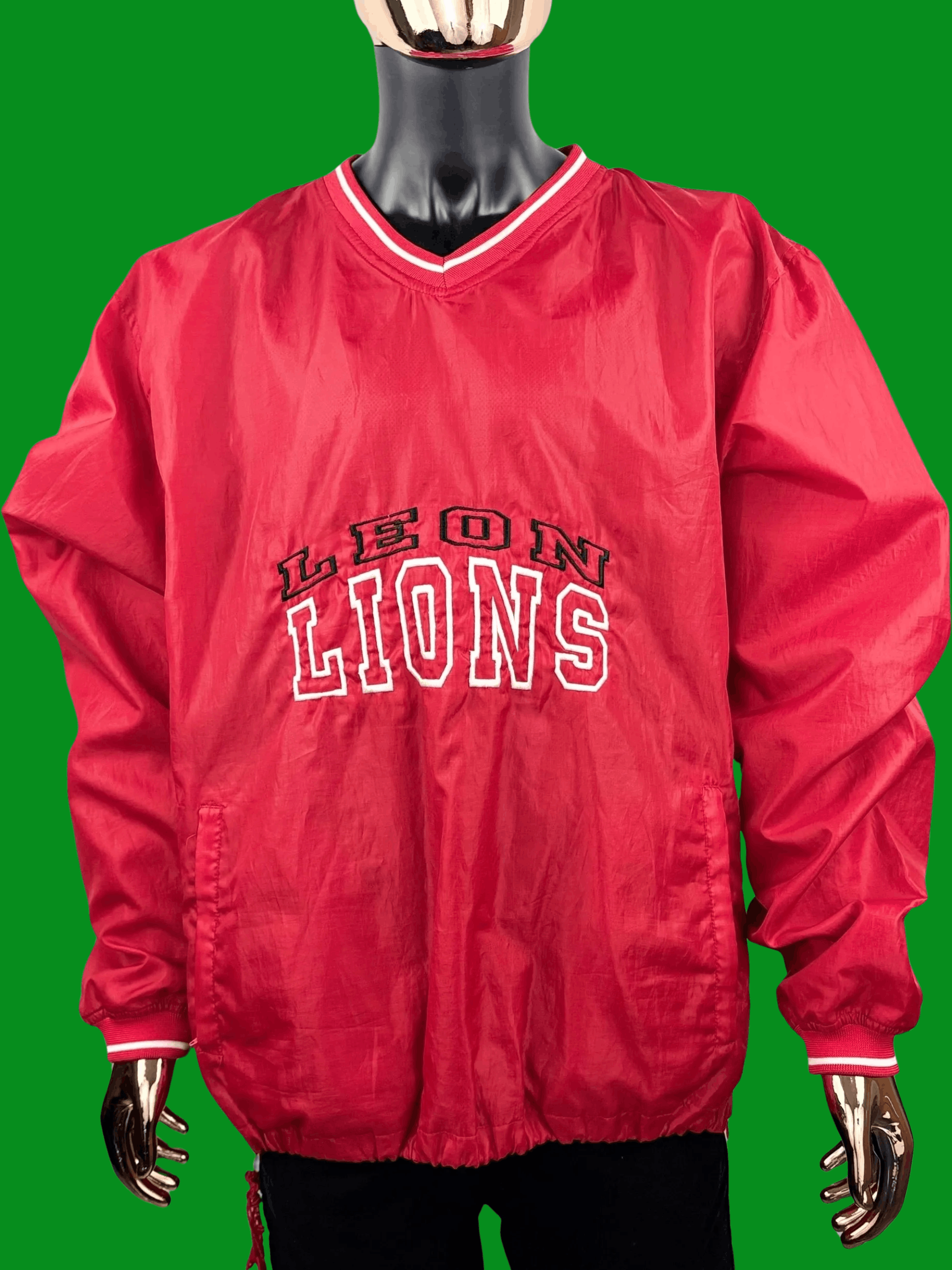 Vintage VTG Leon Lions V-Neck Pullover Windbreaker by CTM Sportswear Size US XXL / EU 58 / 5 - 2 Thumbnail