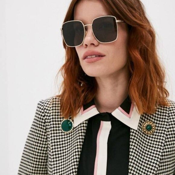 Gucci Gucci GG0802S 004 Sunglasses Gold Square Frame, Multicolor Size ONE SIZE - 2 Thumbnail