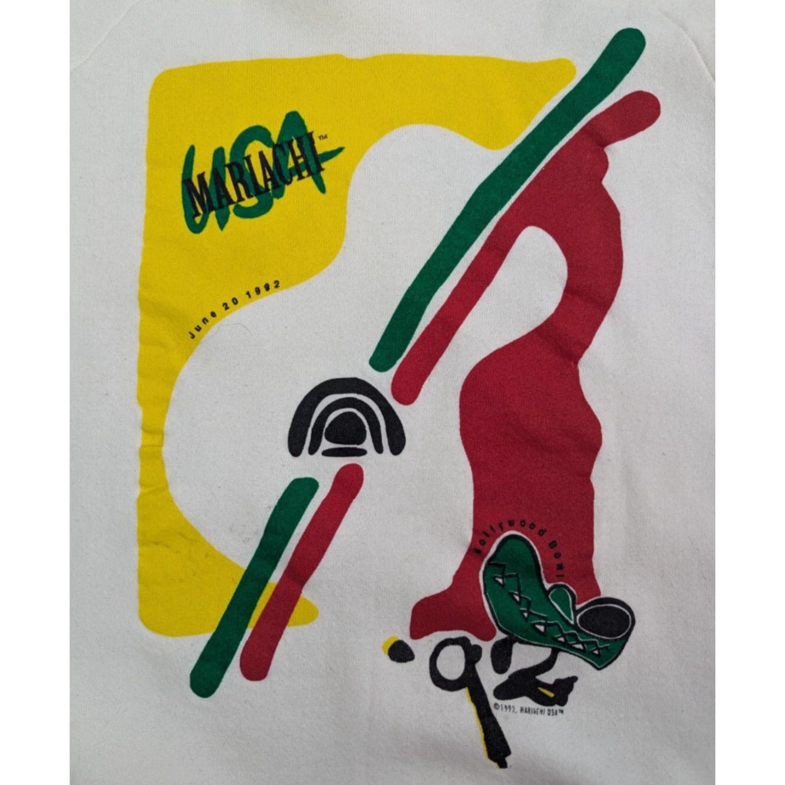 Fruit Of The Loom VINTAGE Mariachi Sweatshirt Fruit of the Loom USA Unisex Adults XL White Crew Neck Cotton Blend Graphic Sweatshirt All Seasons Mexico 1992 Size US XL / EU 56 / 4 - 2 Thumbnail