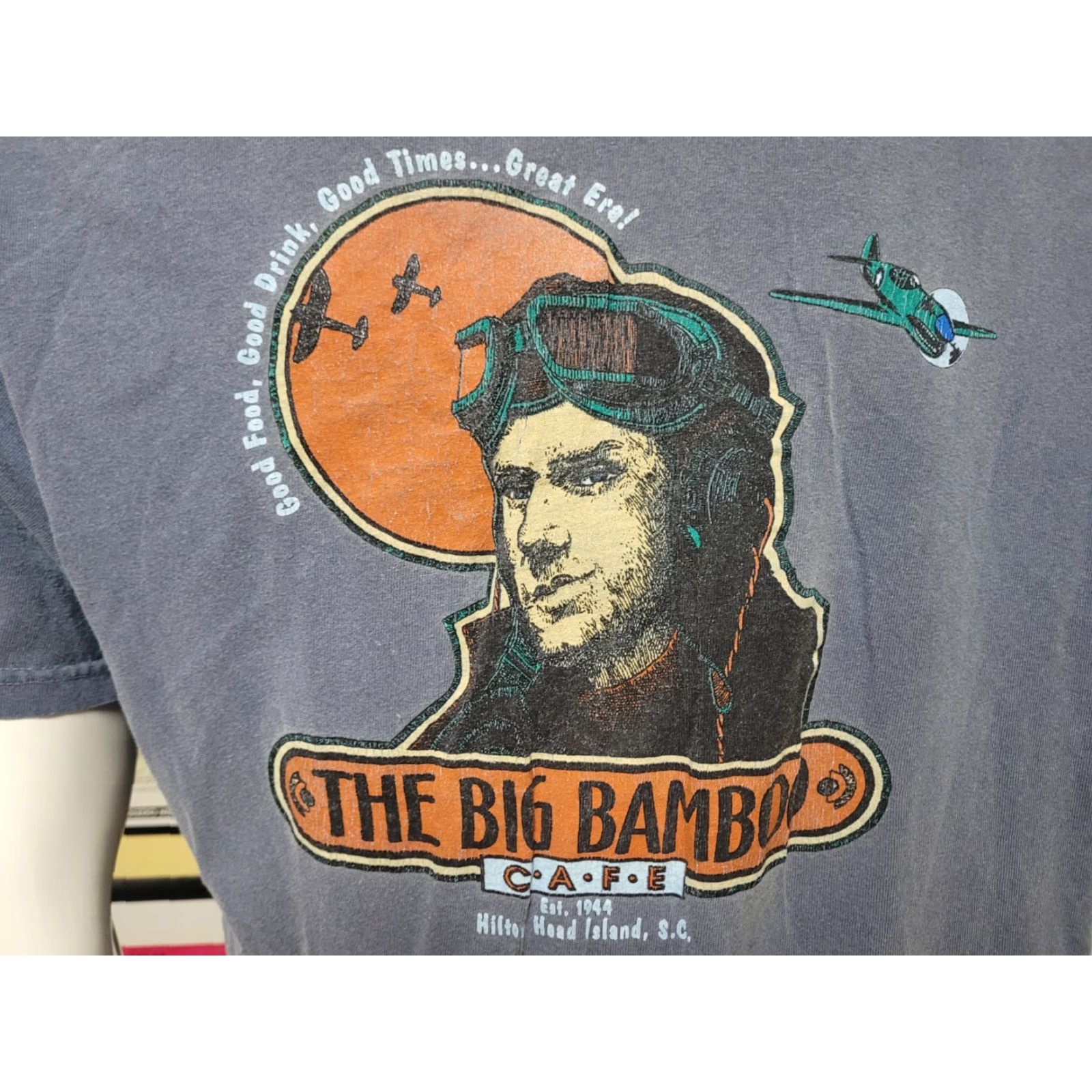 Vintage VINTAGE The Big Bamboo Cafe Hilton Head Island SC Mens Large Retro Bar Restaurant T-Shirt Blue 2XL Cotton Short Sleeve Size US XXL / EU 58 / 5 - 4 Thumbnail